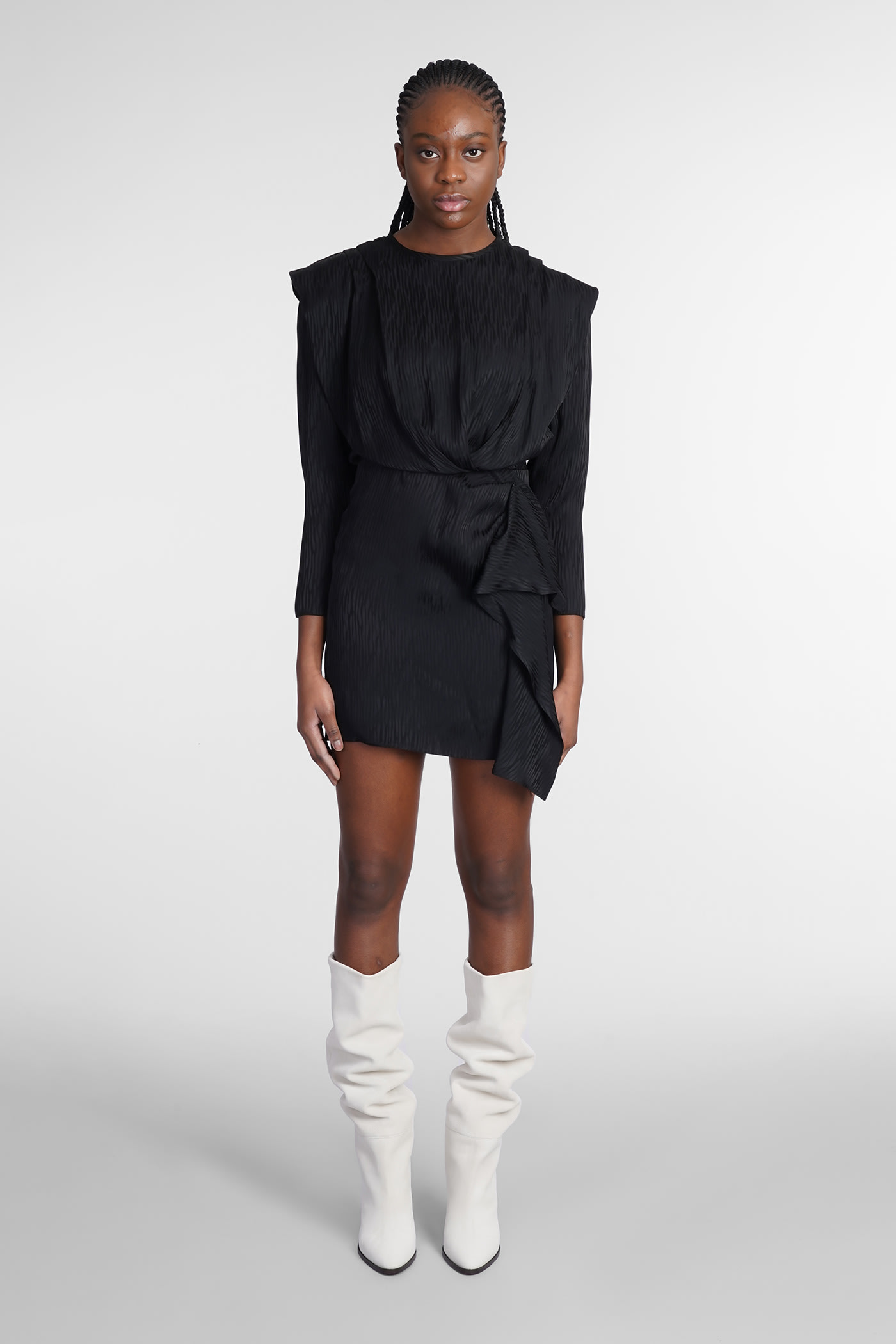 Iro Wrap-effect Printed Crepe Mini Dress In Black