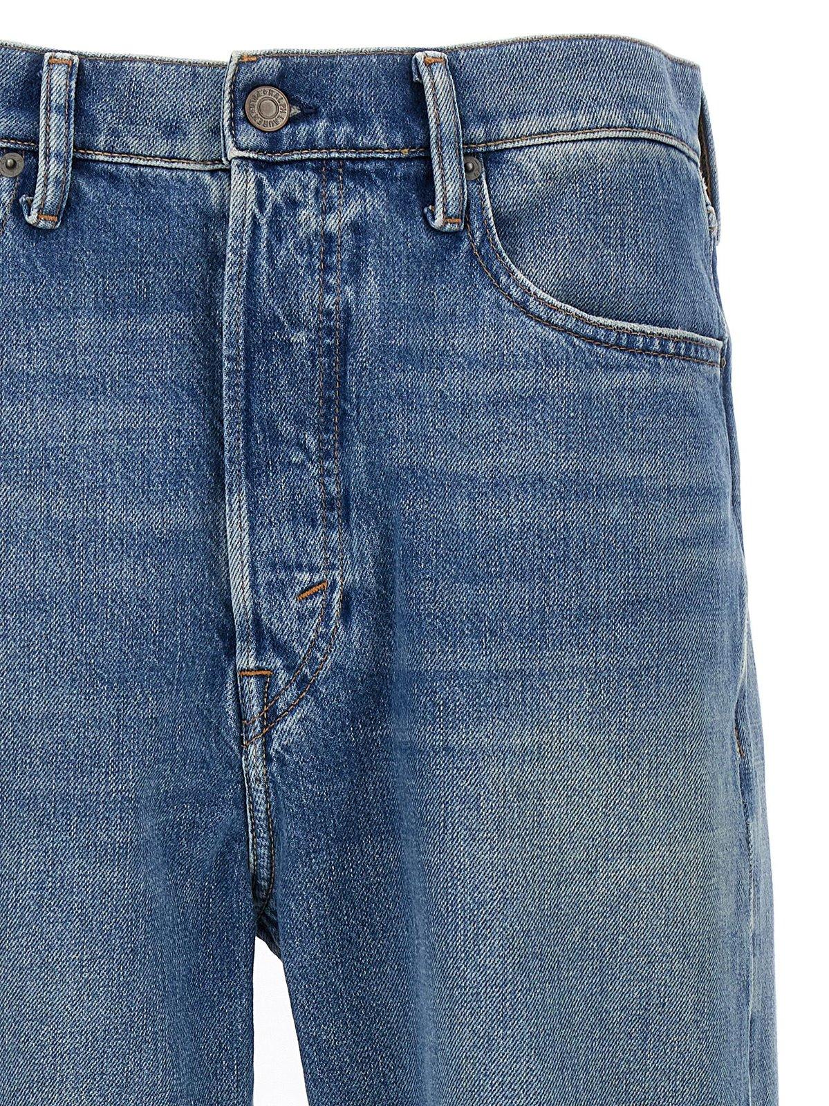 Shop Polo Ralph Lauren Frayed Hem Cropped Jeans In Blue