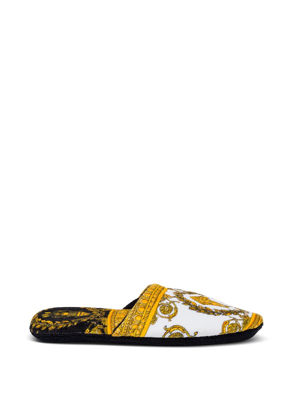 Versace WHITE BAROQUE SLIPPERS