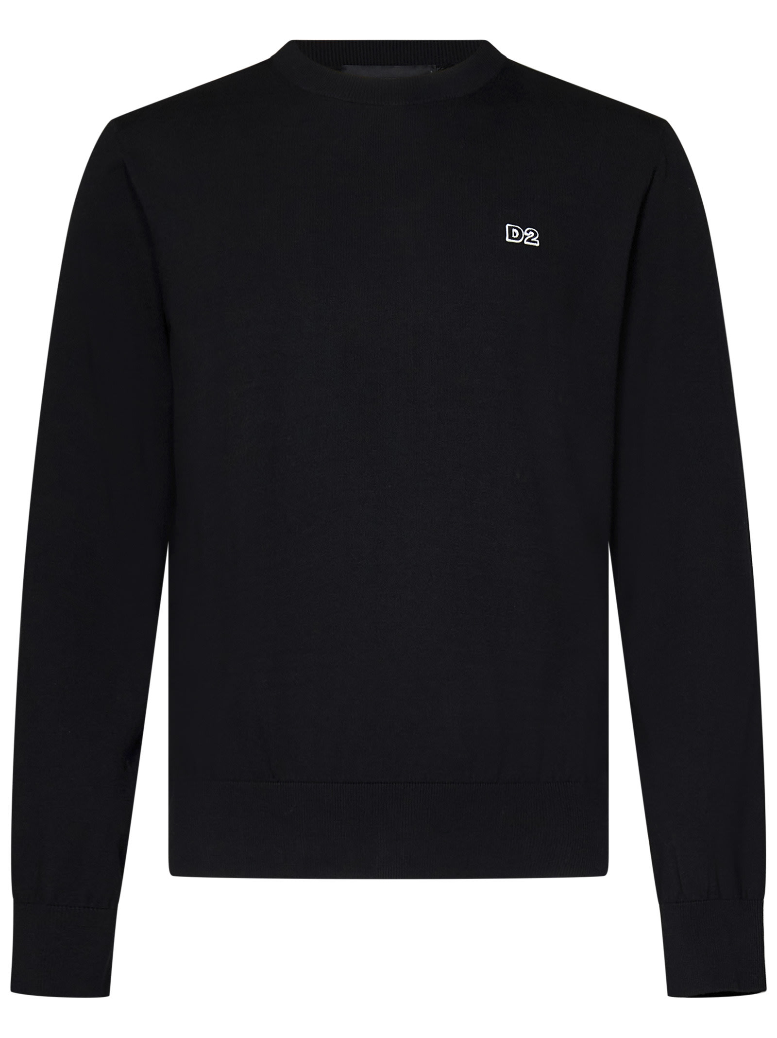 Dsquared2 Classic Black Crew-neck Sweater With Ribbed Cuffs In Black