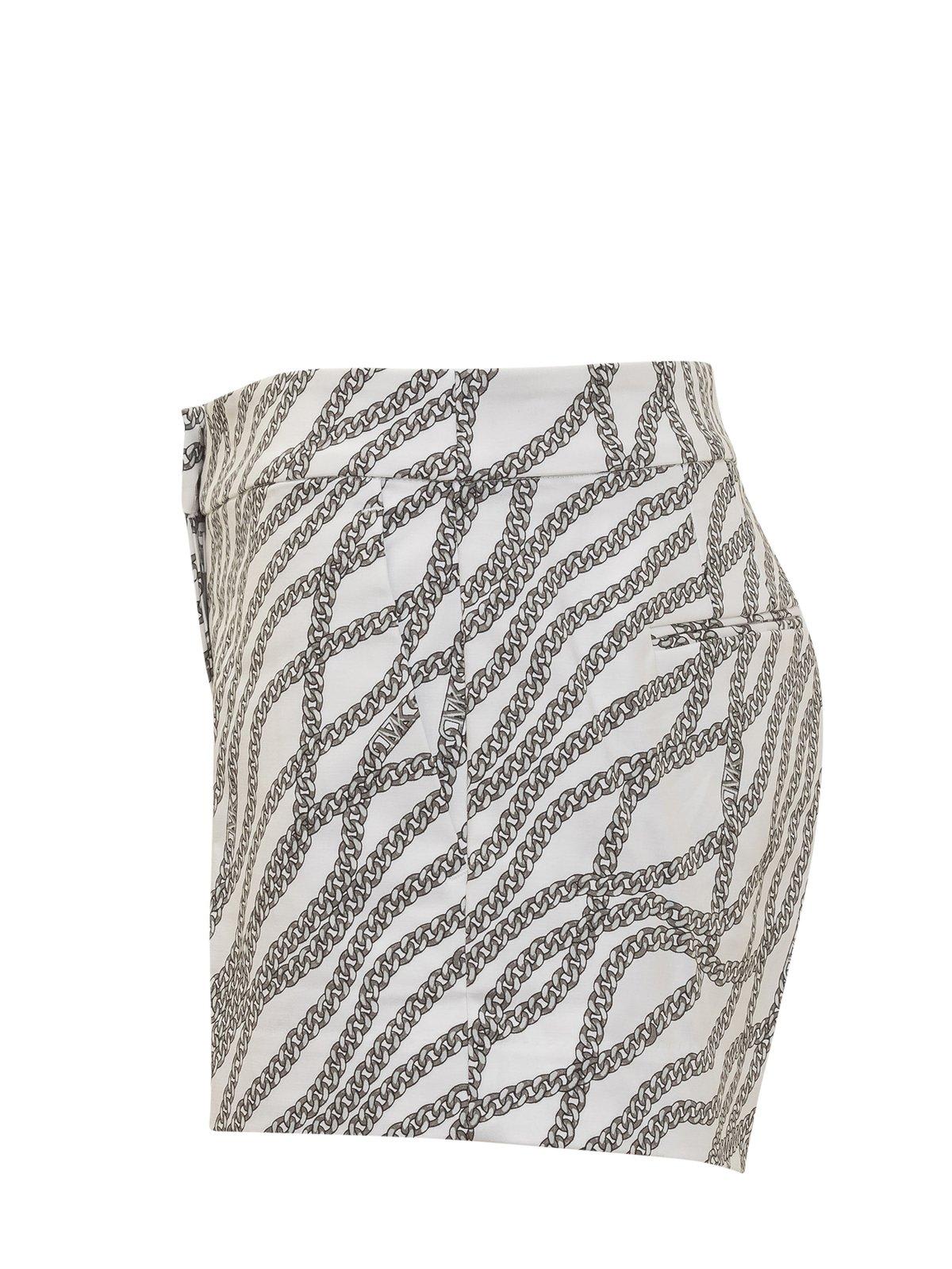 Shop Michael Kors Status Print Stretch Shorts In Whitesilver