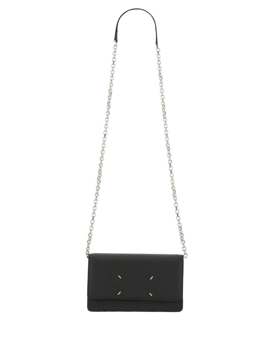 Maison Margiela Large Wallet With Chain In Black