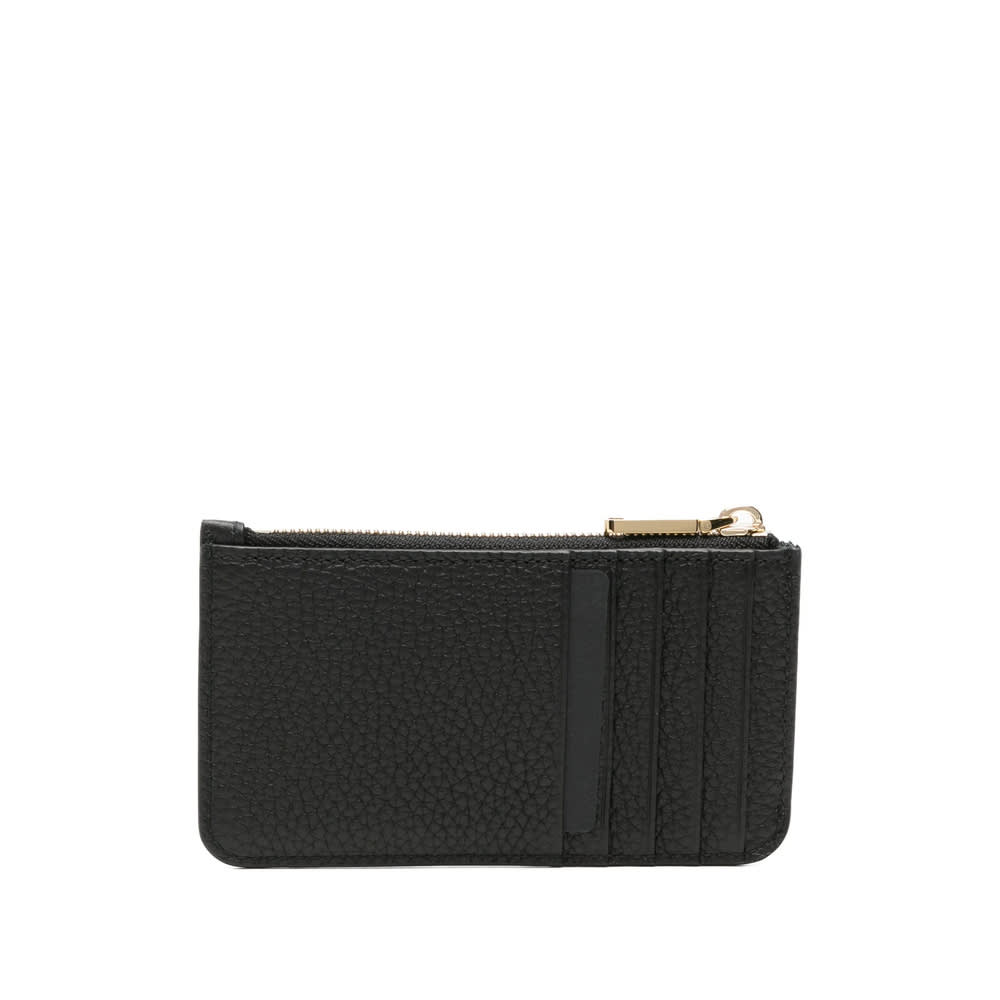 Bally Ribbon-detail Zip Card Holder In Black