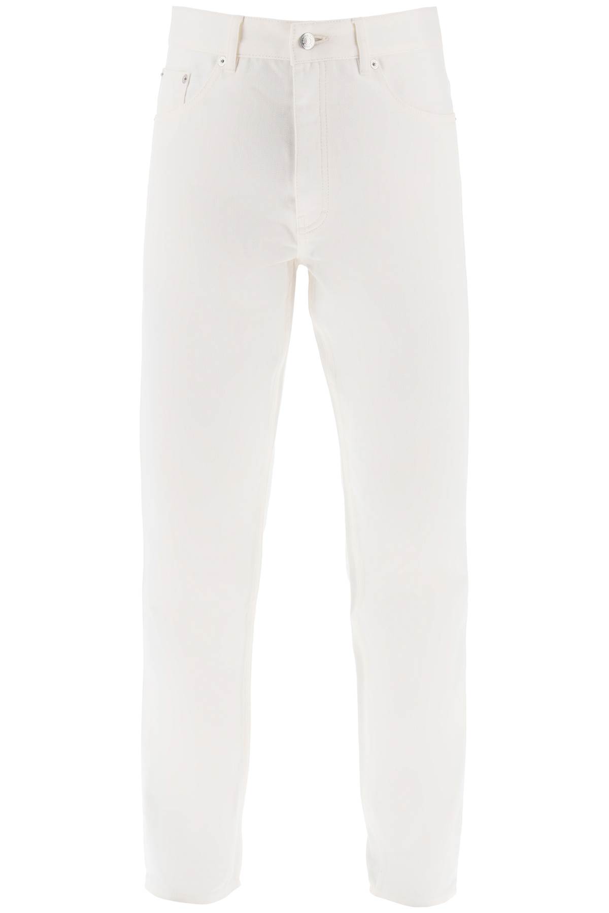 Shop Maison Kitsuné Low-rise Tapered Jeans In Off White (white)
