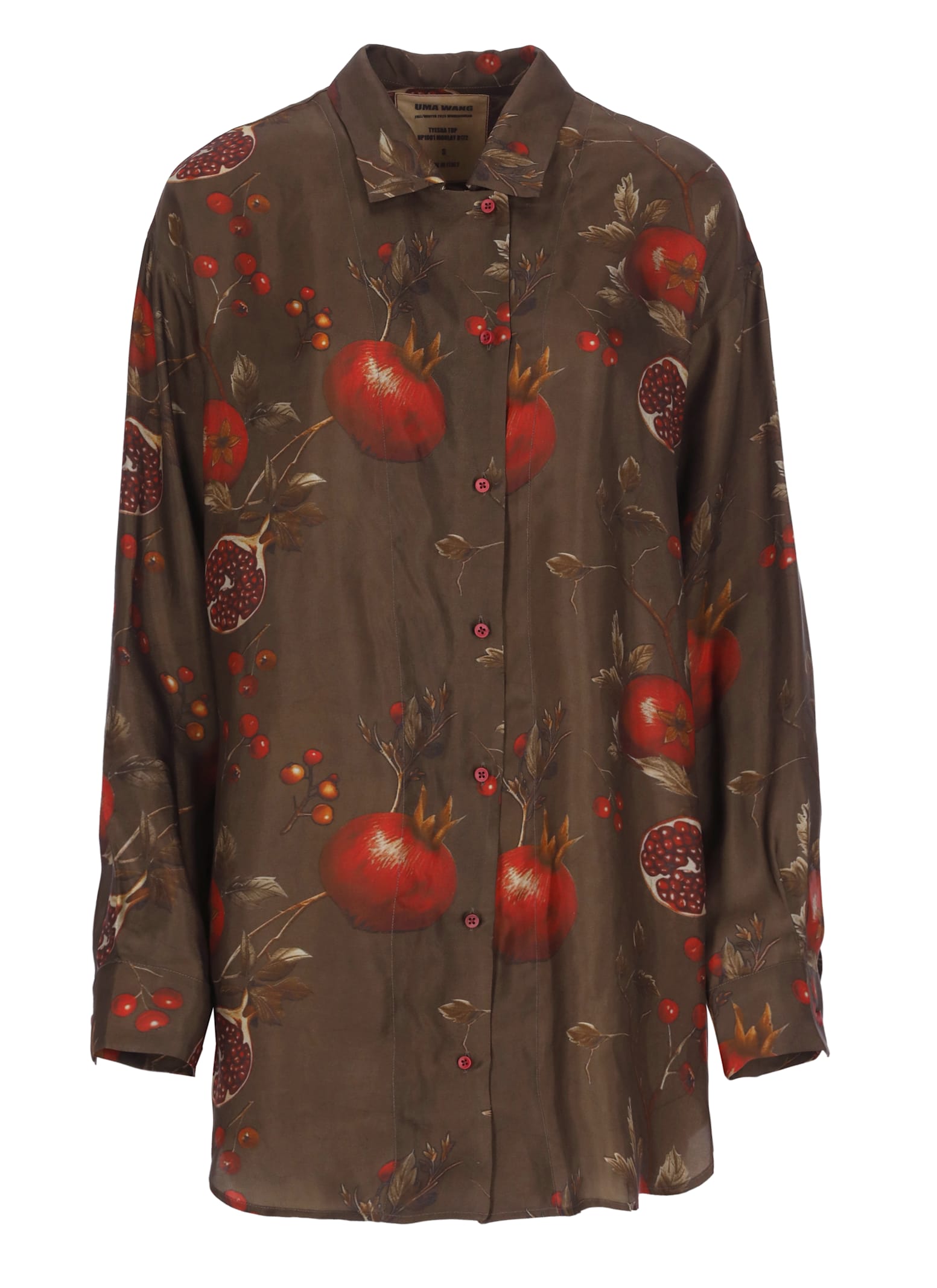Uma Wang Floral Print Long Sleeve Relaxed Top In Brown