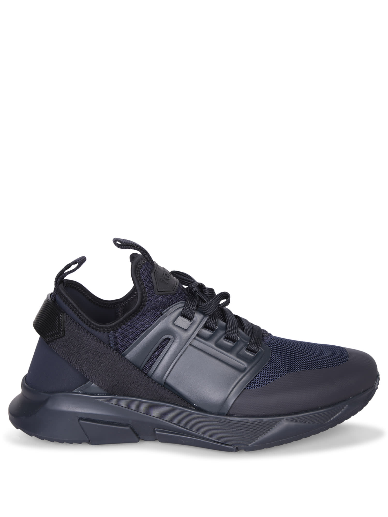 Shop Tom Ford Jago Sneakers In Black Leather In Blue