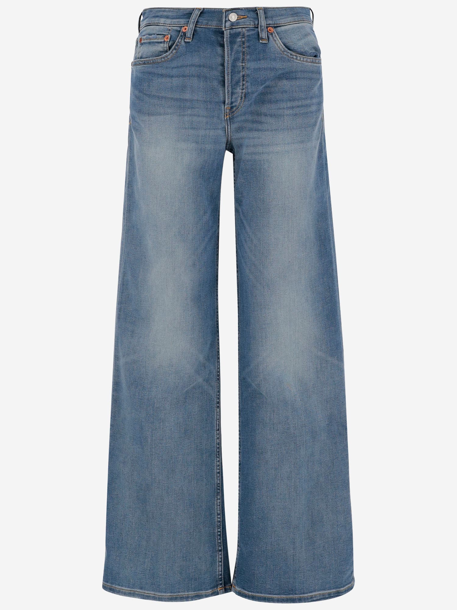 Re/done Midrise Cotton Blend Wide Jeans In Denim