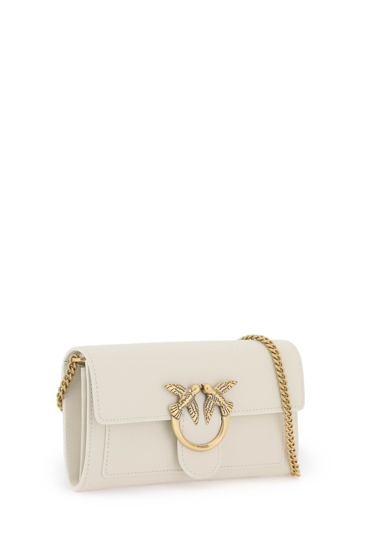 Shop Pinko Love Bag Simply Crossbody Bag In Bianco Seta-antique Gold (white)