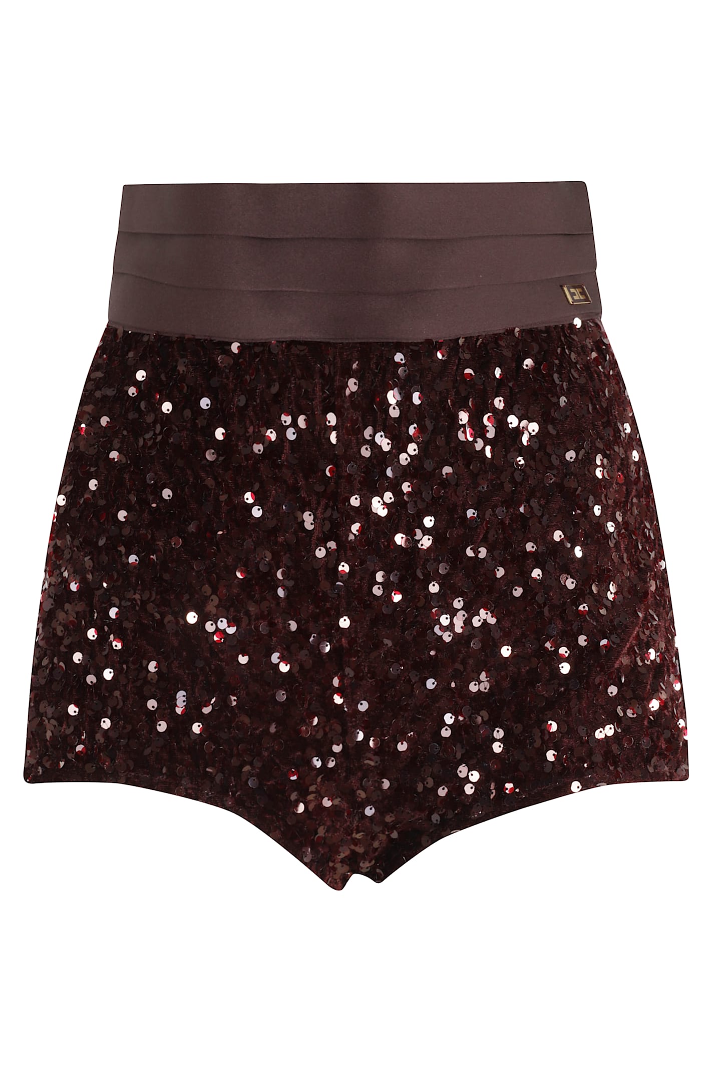 Elisabetta Franchi Sequin-embellished Shorts In Burgundy