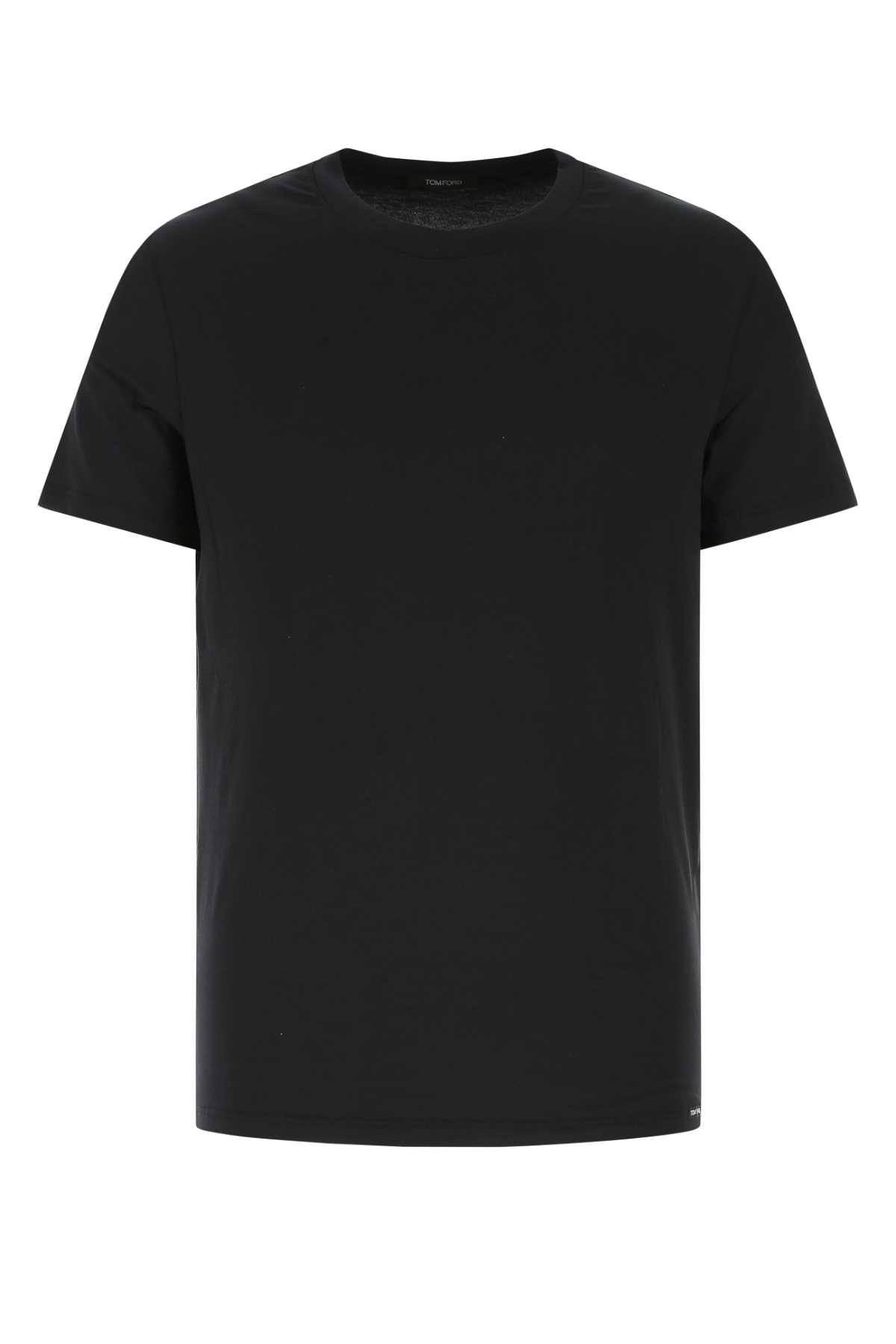 Shop Tom Ford Black Stretch Cotton Blend T-shirt In 002