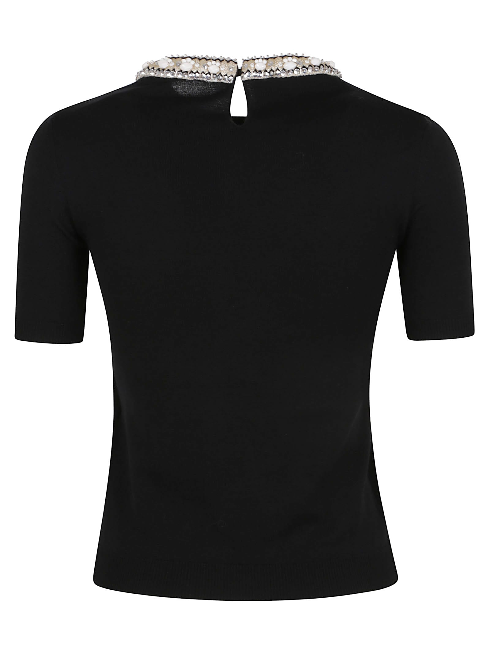 Valentino Garavani Wool Sweater With Stone Embroidery In Black