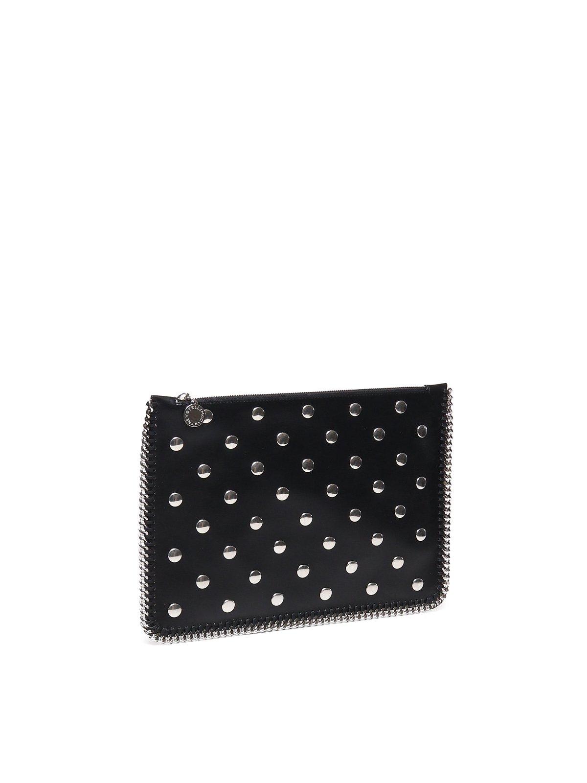 STELLA MCCARTNEY FALABELLA STUDDED ZIPPERED POUCH BAG 