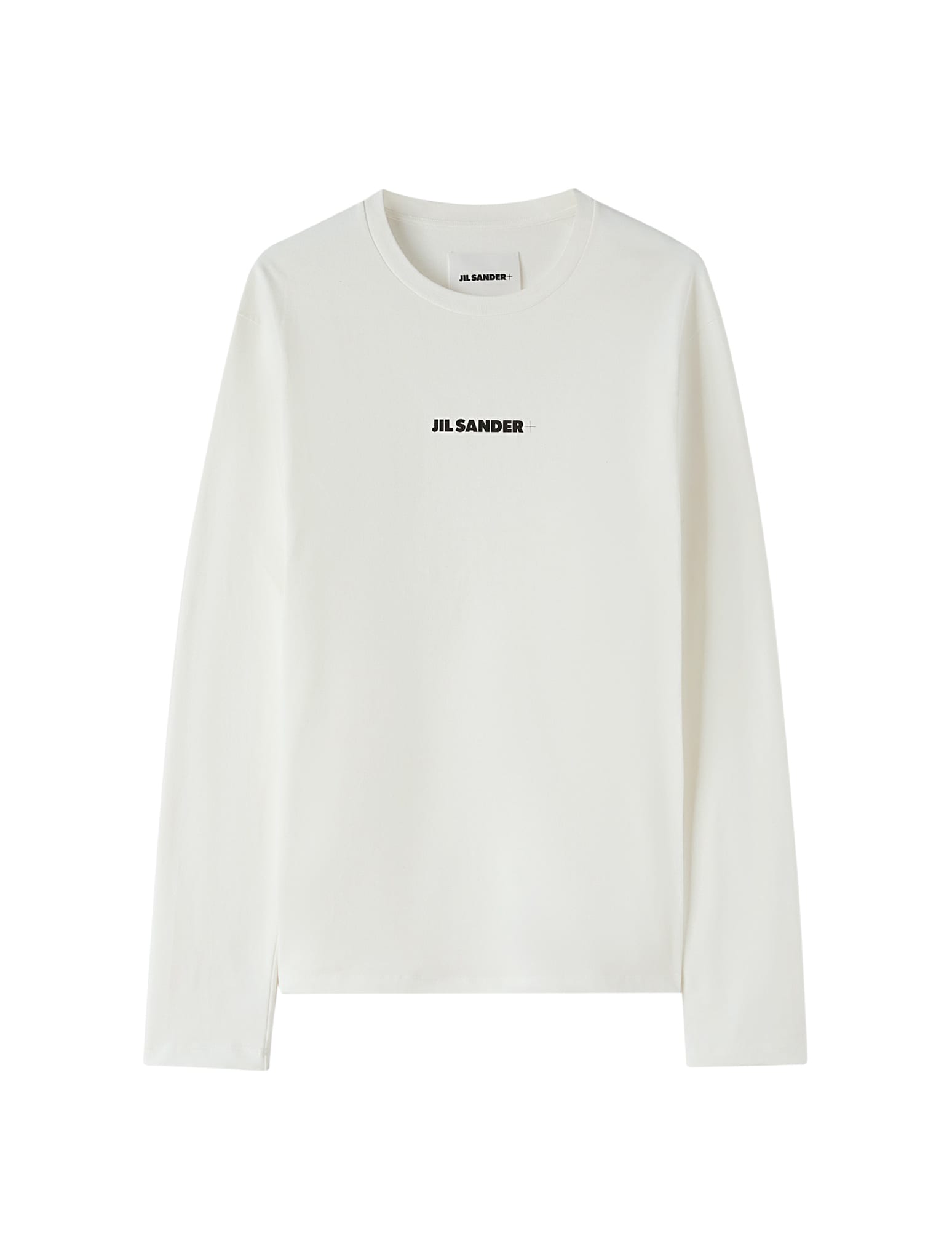 Jil Sander Crew Neck Long Sleeves T-shirt With Printed Logo On Chest In Porcelain