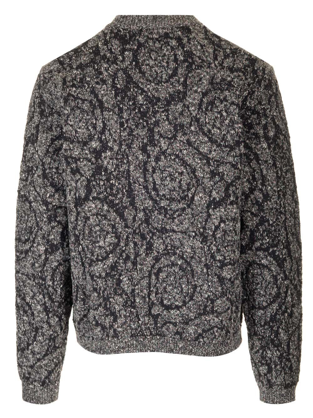 Shop Versace Baroque Jacquard Sweater In Black