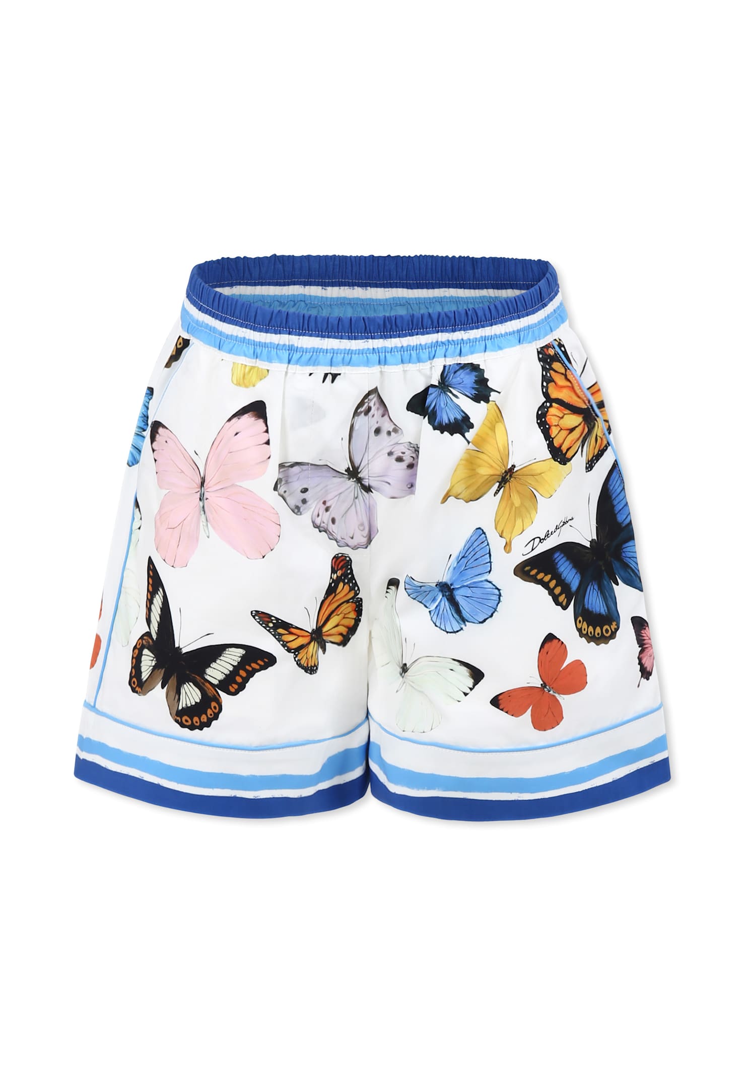 Dolce & Gabbana White Shorts For Girl With Butterflies In White
