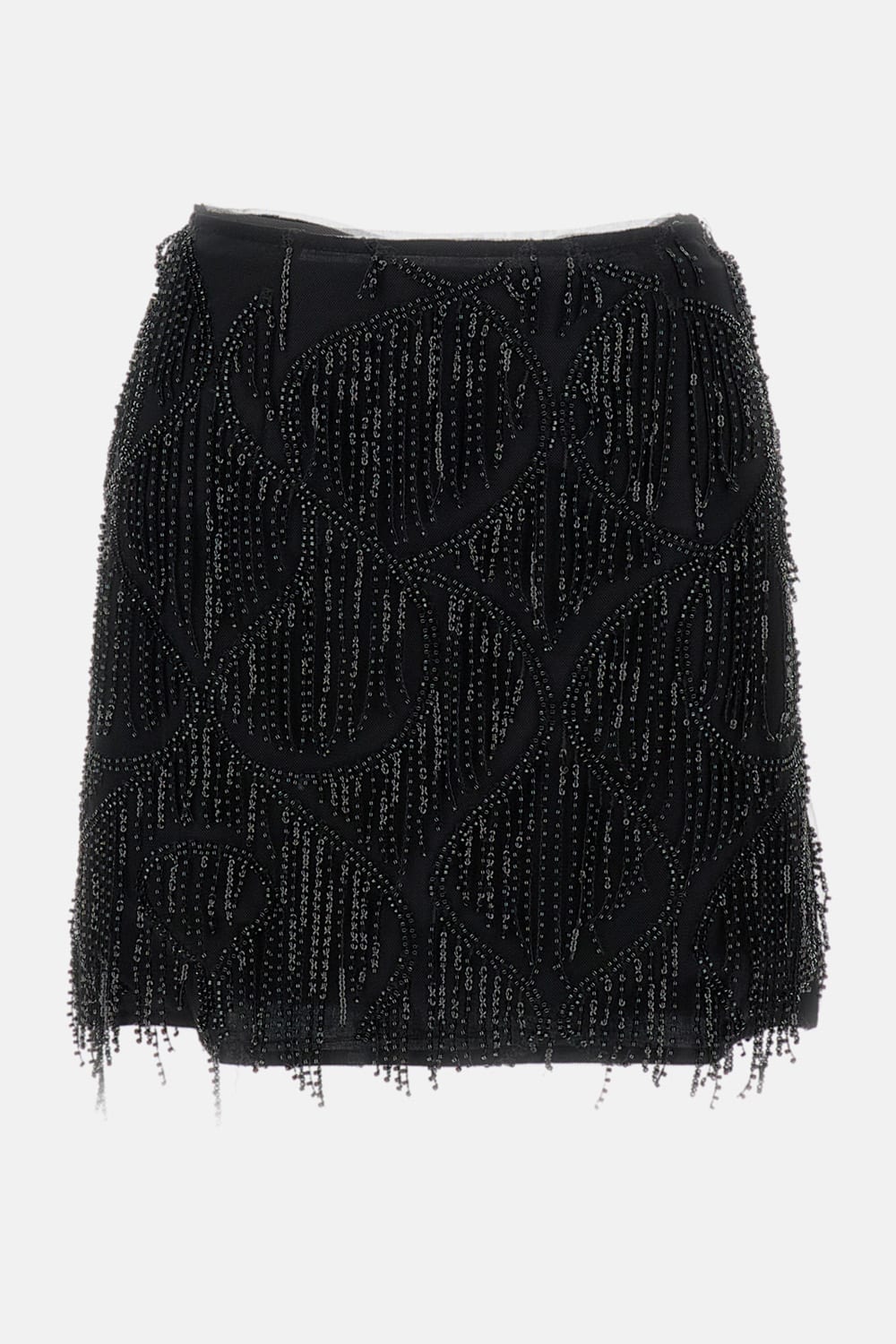 Rotate Birger Christensen Mini Skirt With Abstract Sequin And Bead Embellishments In Black