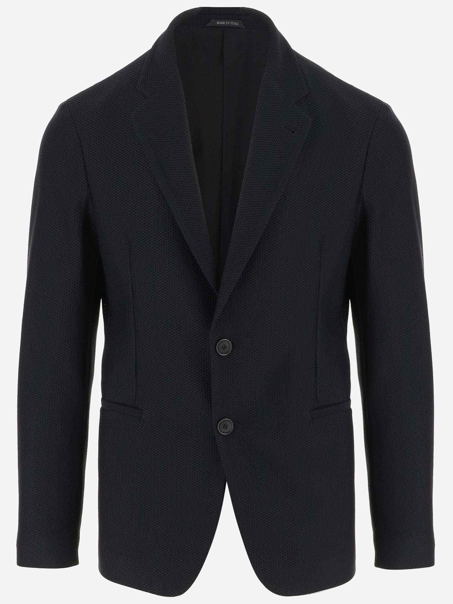 Shop Giorgio Armani Stretch Jersey Jacket In Black