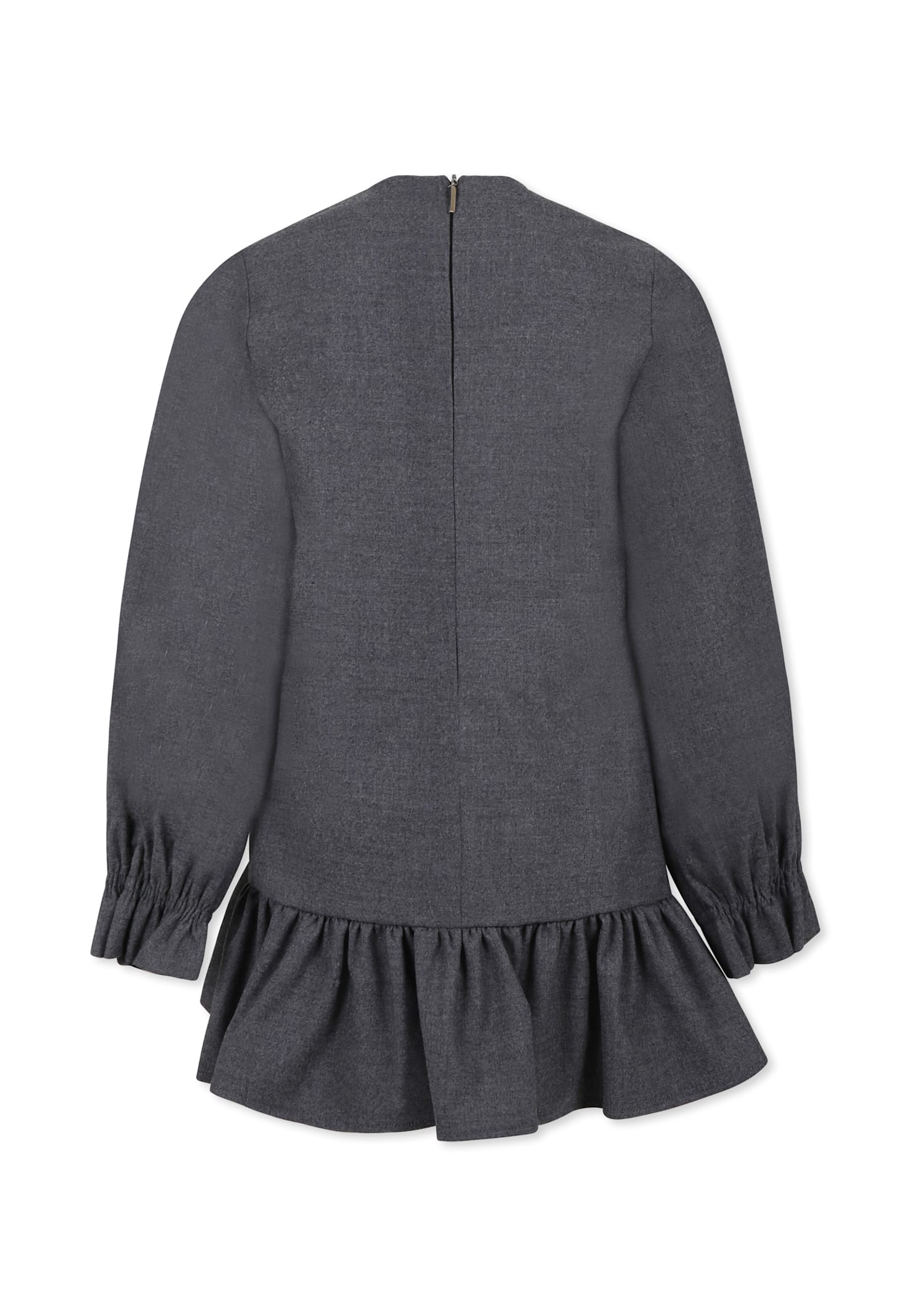 Msgm Logo-print Ruffled Dress In Gray