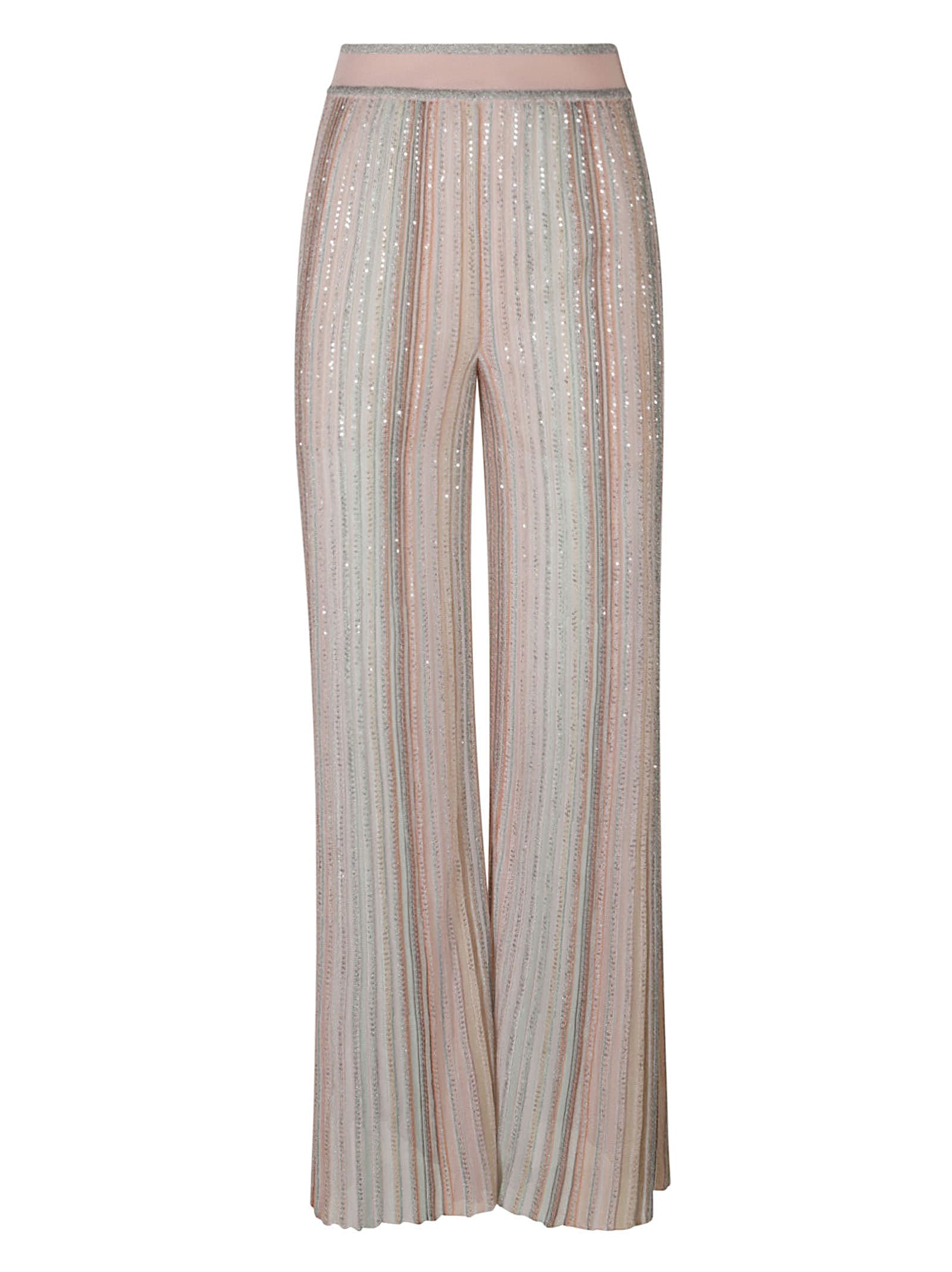 Shop Missoni Embellished Stripe Trousers In Mult.wht/pink/lg