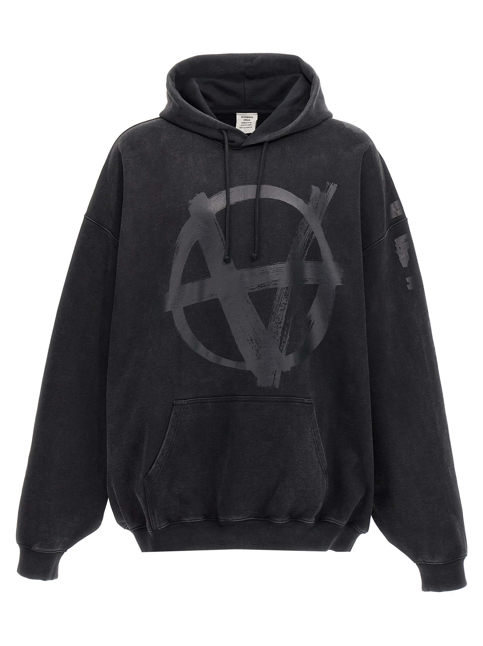 Shop Vetements Double Anarchy Hoodie In Black