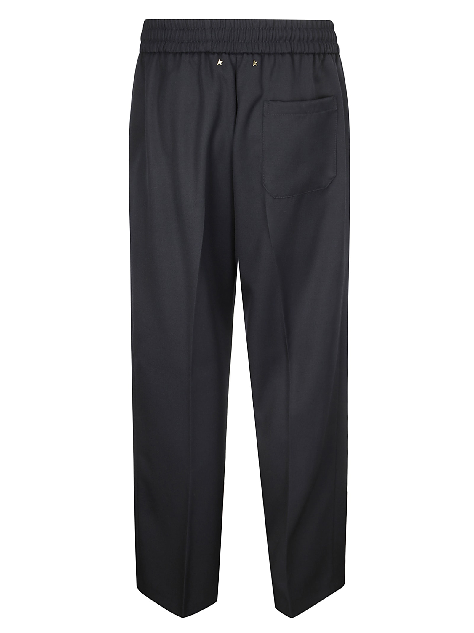 Golden Goose Lennon Navy Virgin Wool Blend Trousers In Blue