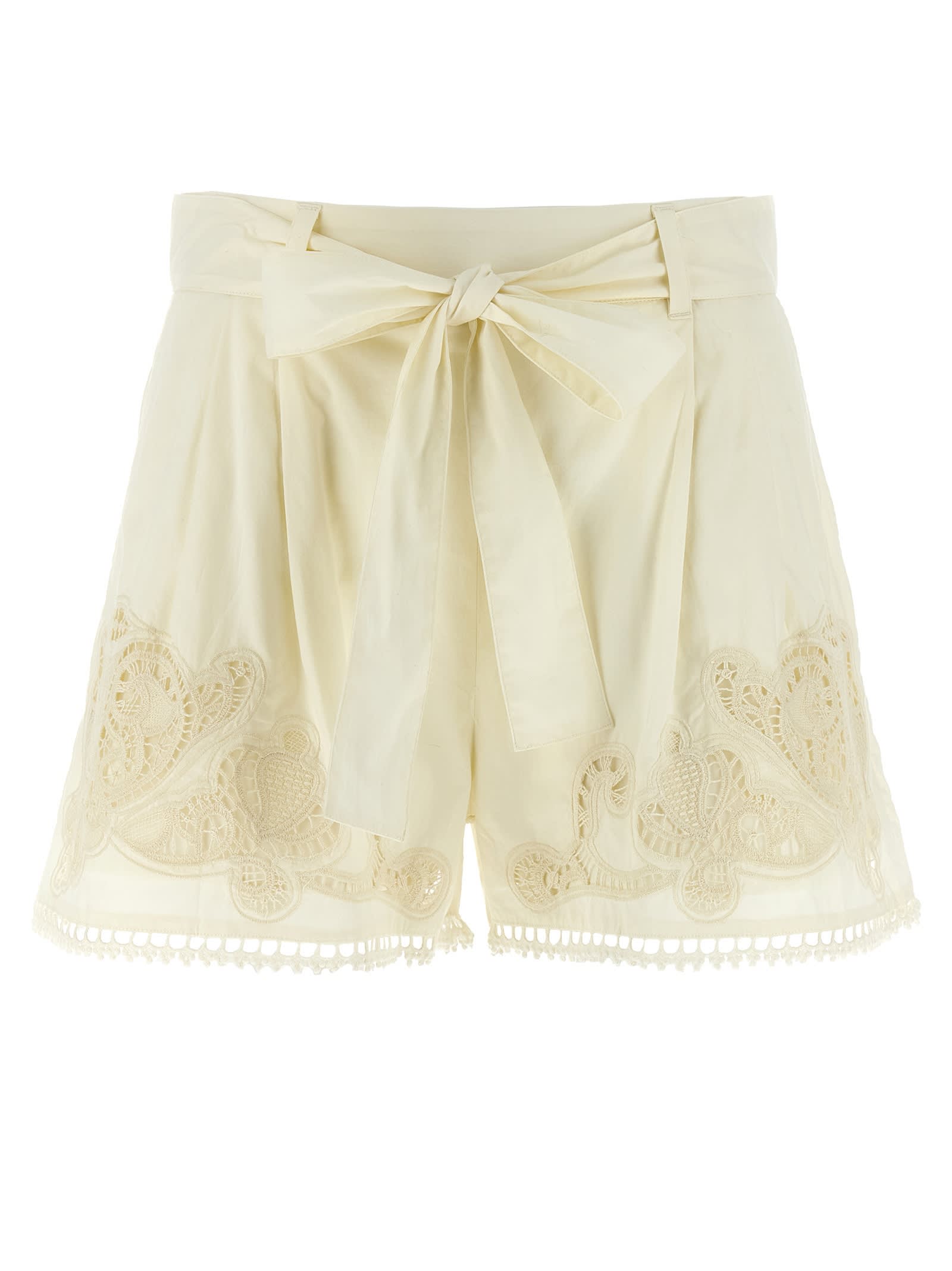 Twinset White Macram Shorts