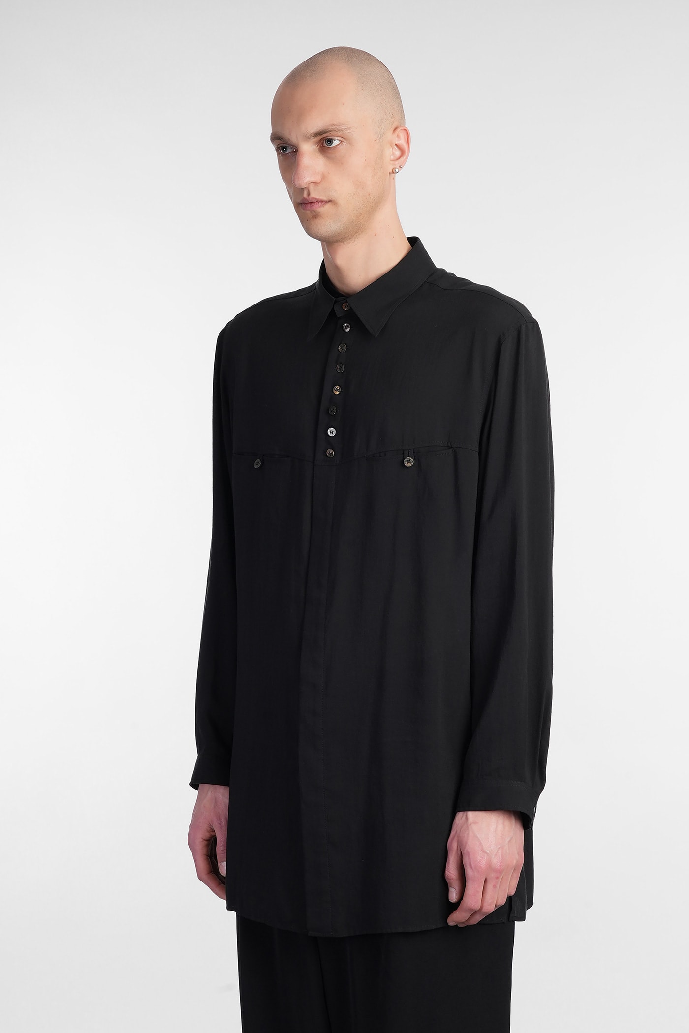 Shop Yohji Yamamoto Shirt In Black Cellulose