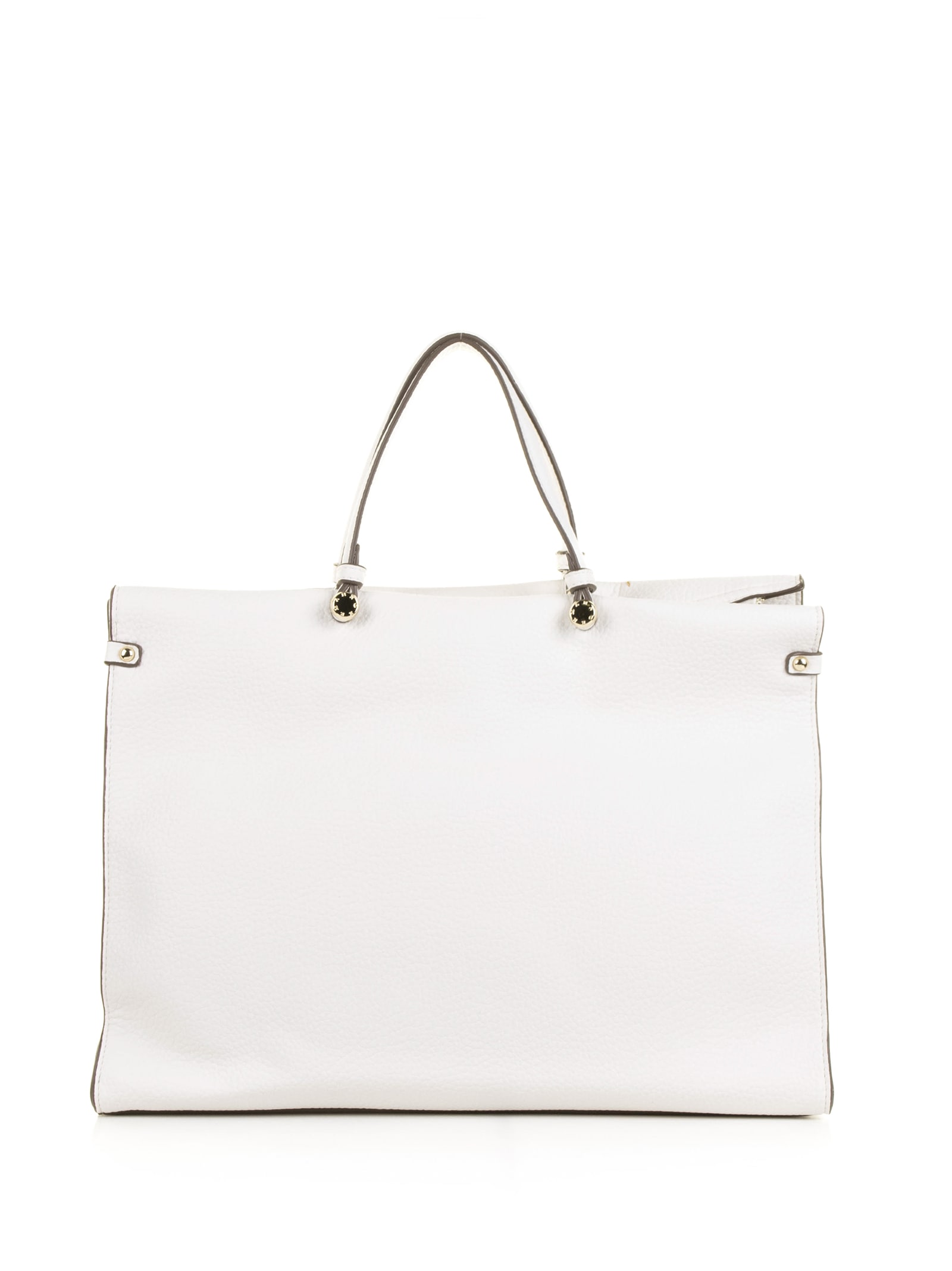 Shop Ermanno Scervino White Petra Shopping Bag In Textured Eco-leather In Bianco