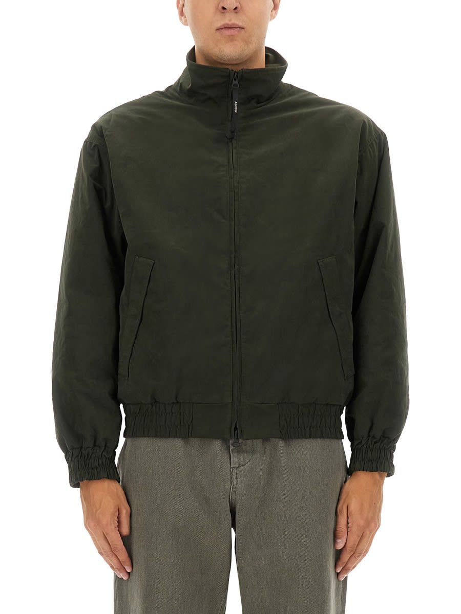 Aspesi Versatile High Collar Jacket Pockets In Green