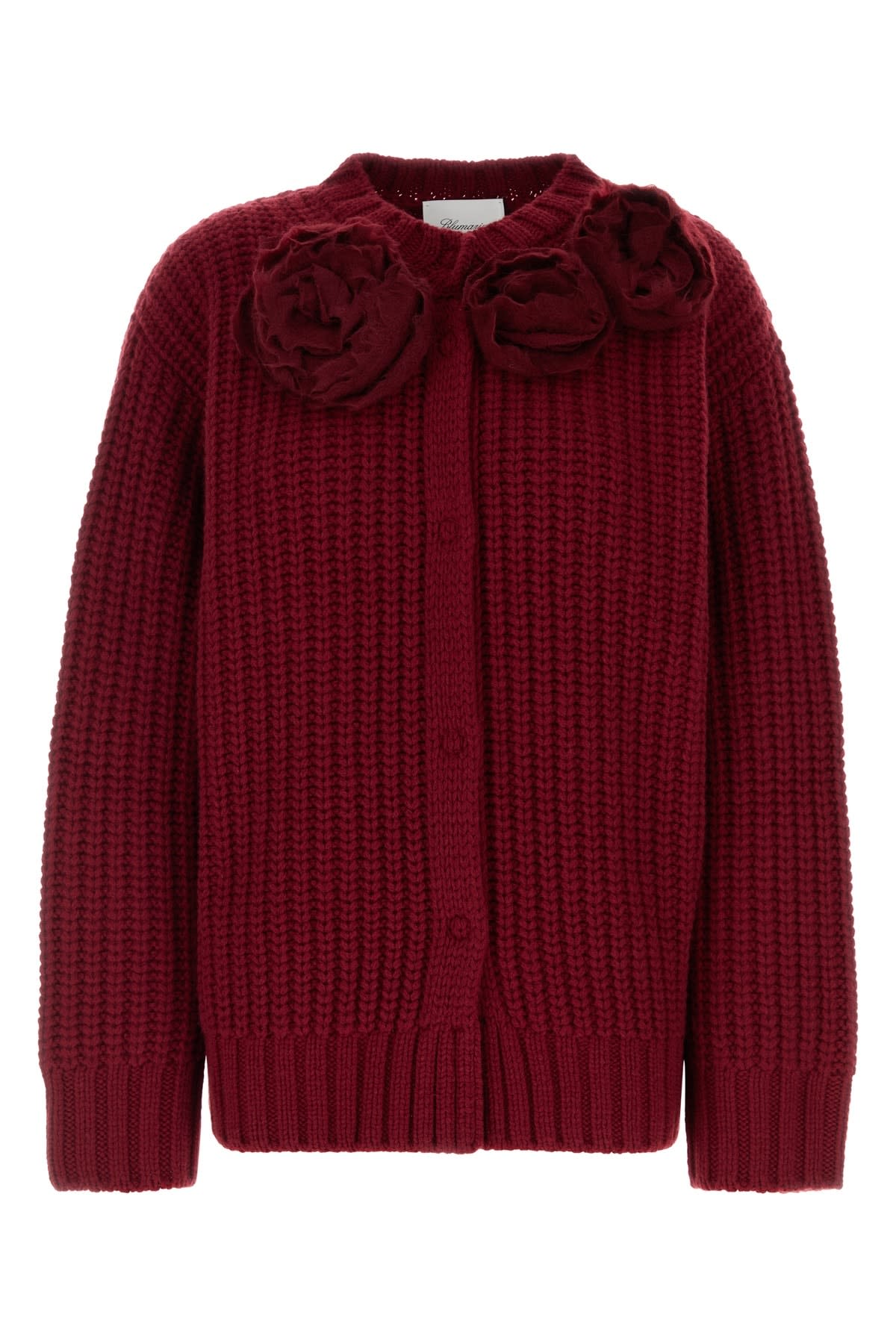 Shop Blumarine Maxi Cardigan Rosa In Burgundy