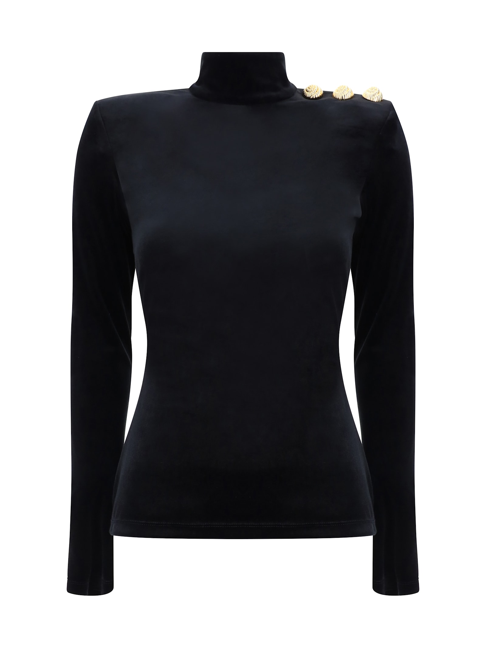 Shop Balmain Turtleneck Long Sleeve Jersey In Noir