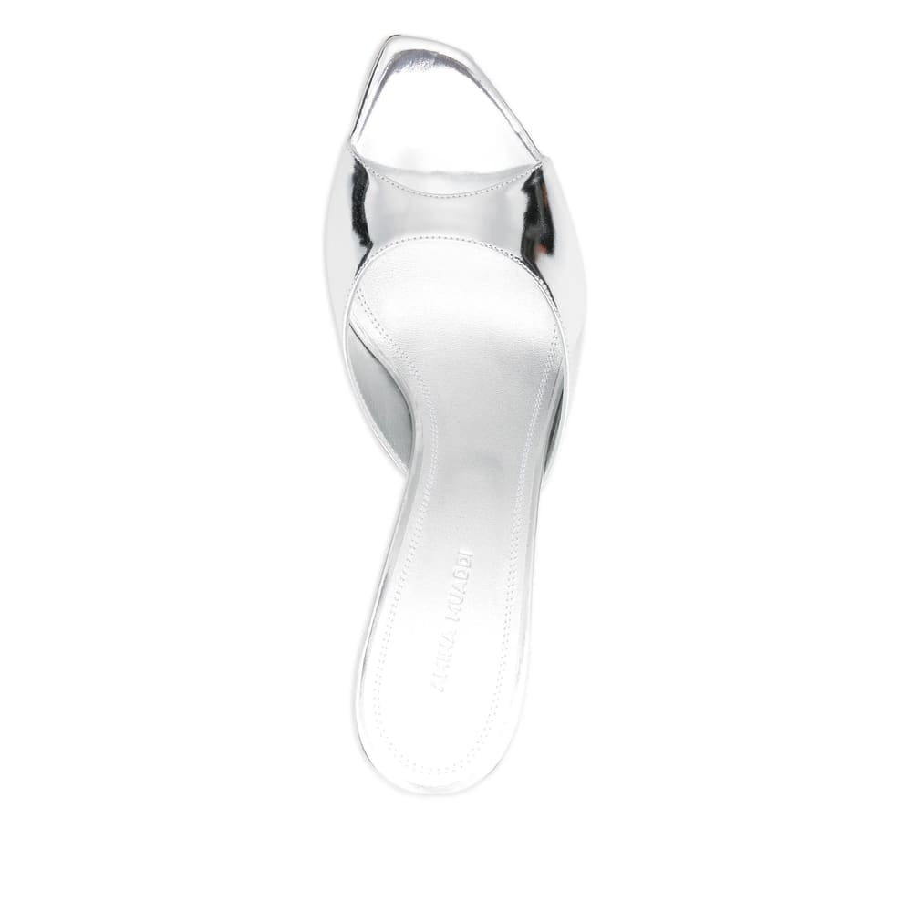 Amina Muaddi Alexa Open Toe Square Sandals In Metallic