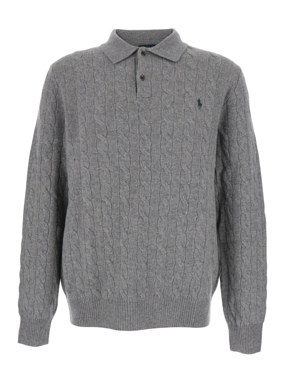Cable Neat Wool Casemere Sweater Polo