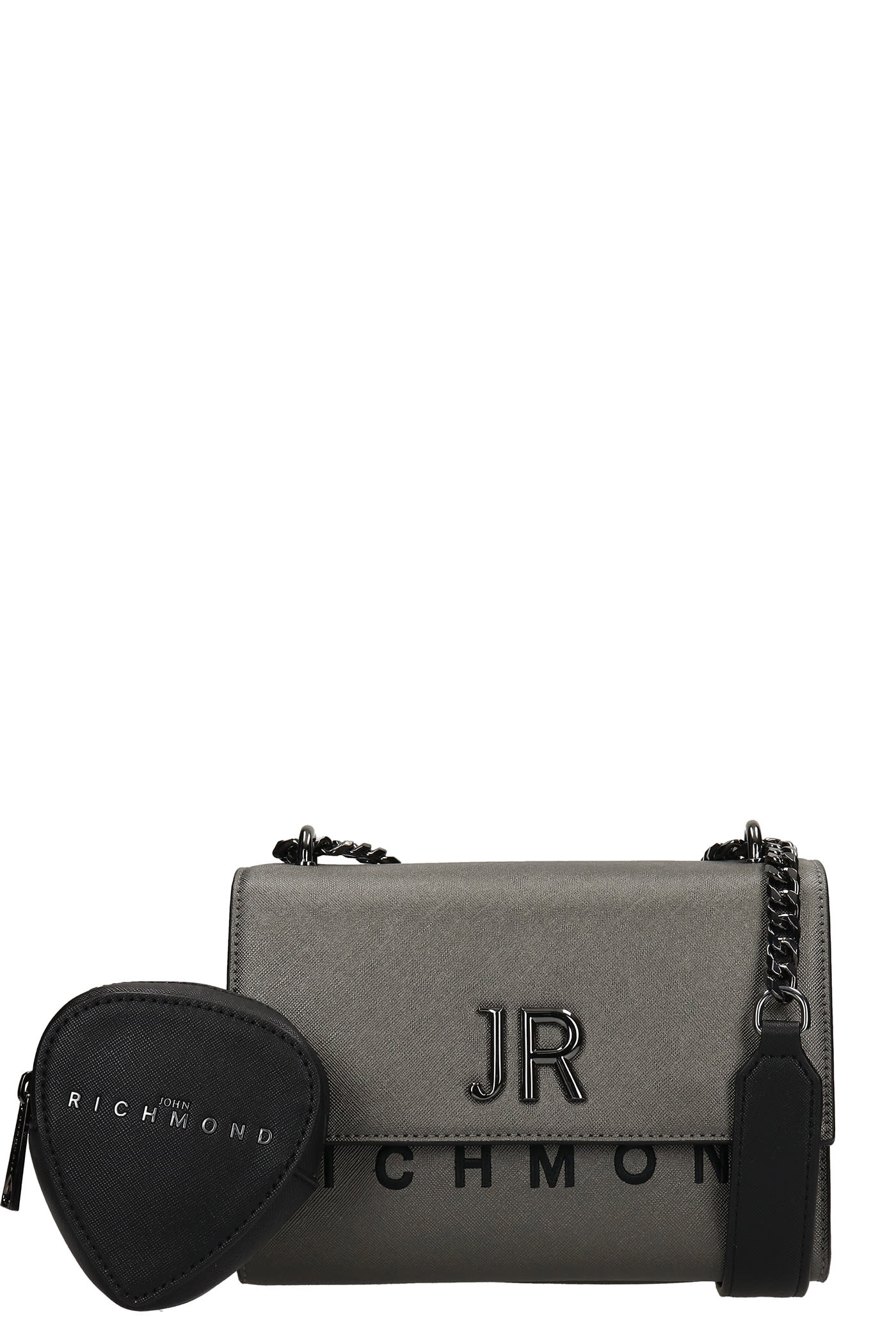 John Richmond Pellit Shoulder Bag In Gunmetal Leather
