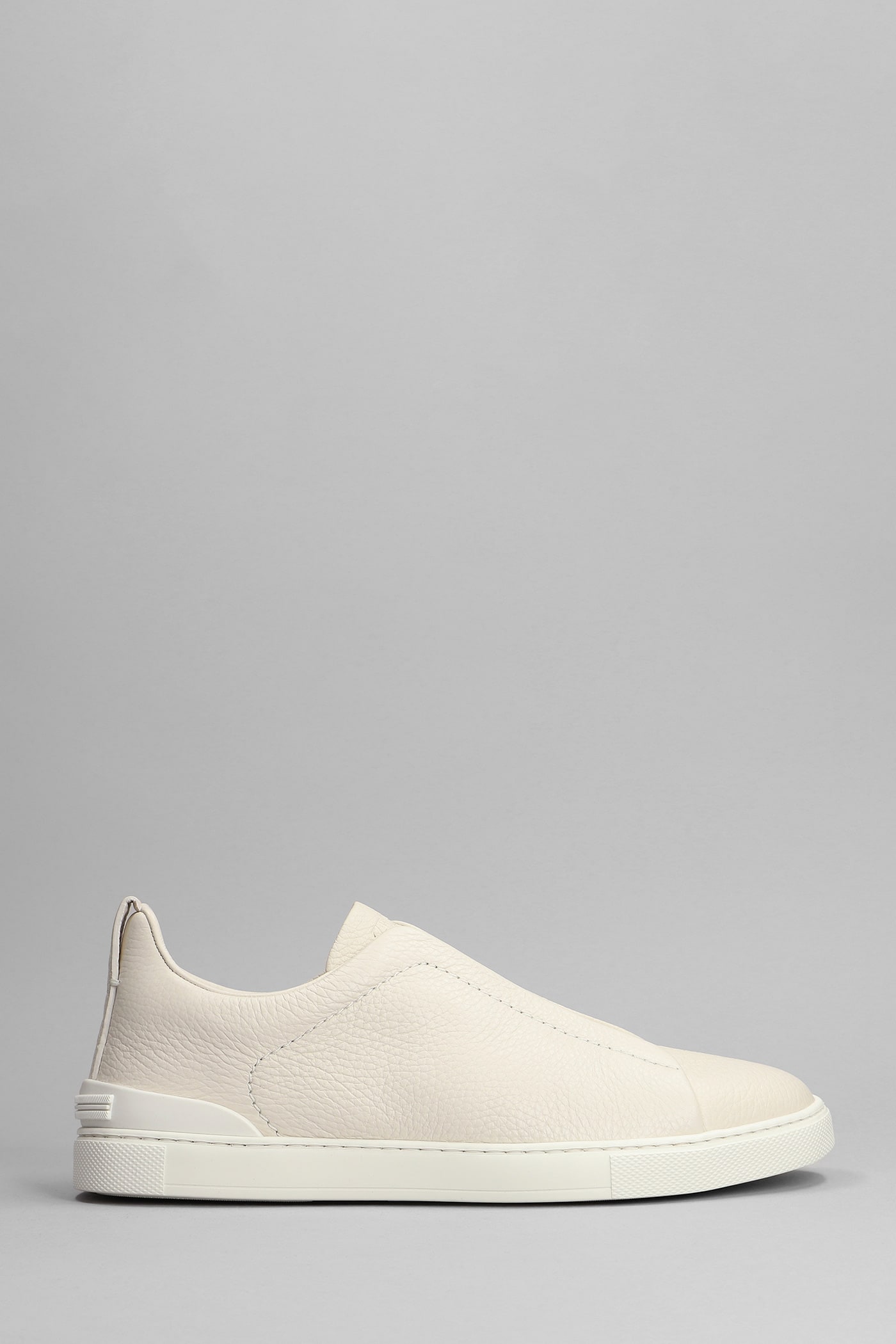 Ermenegildo Zegna Triple Stich Sneakers In White Leather