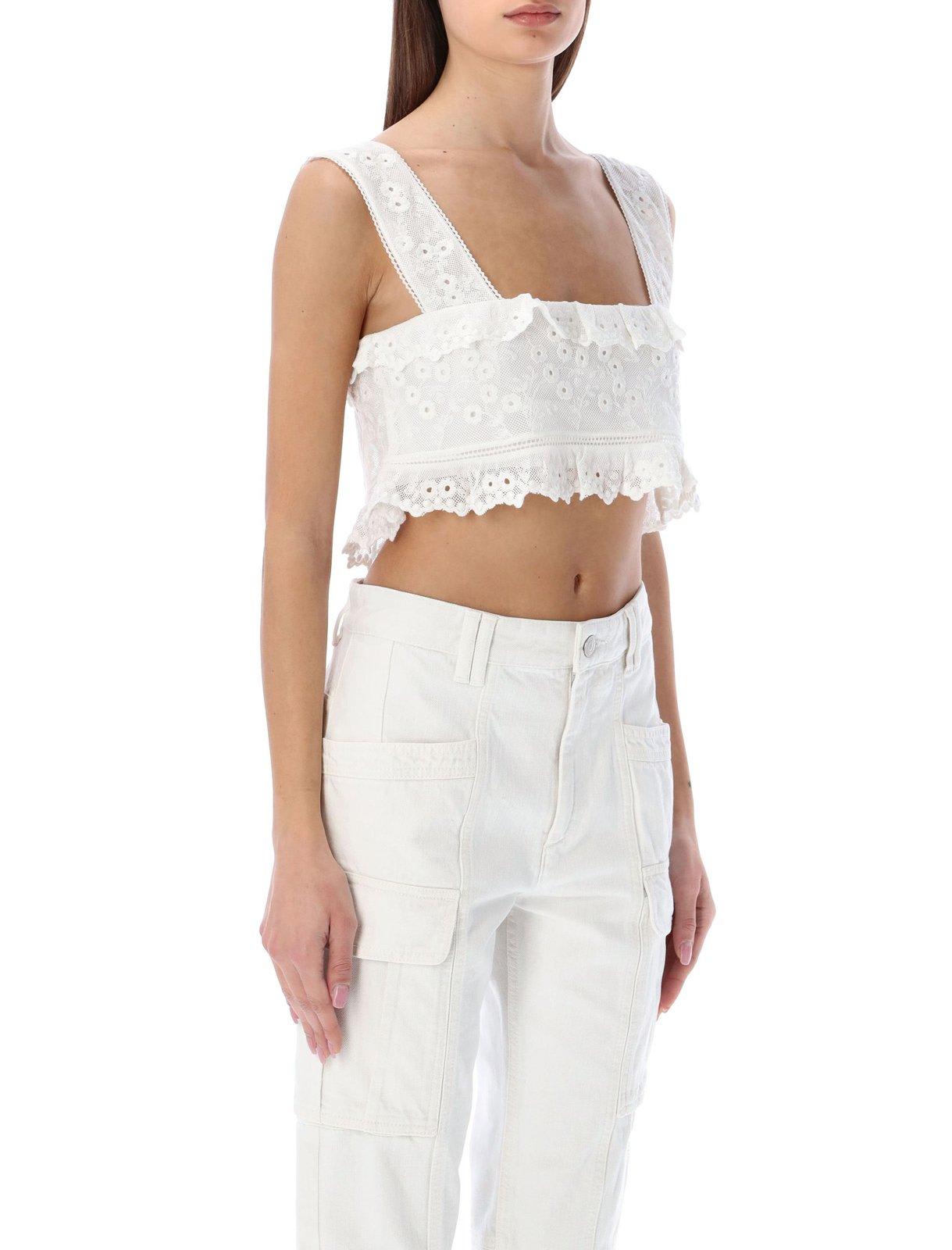 Shop Isabel Marant Mecelia Cropped Top In Wh White