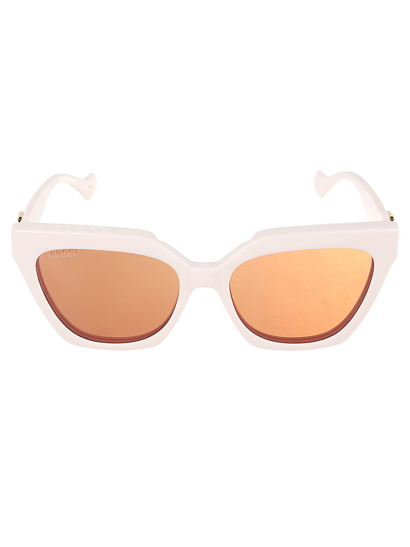 Shop Gucci Gg Plaque Cat-eye Sunglasses In 003 Ivory Ivory Transpare