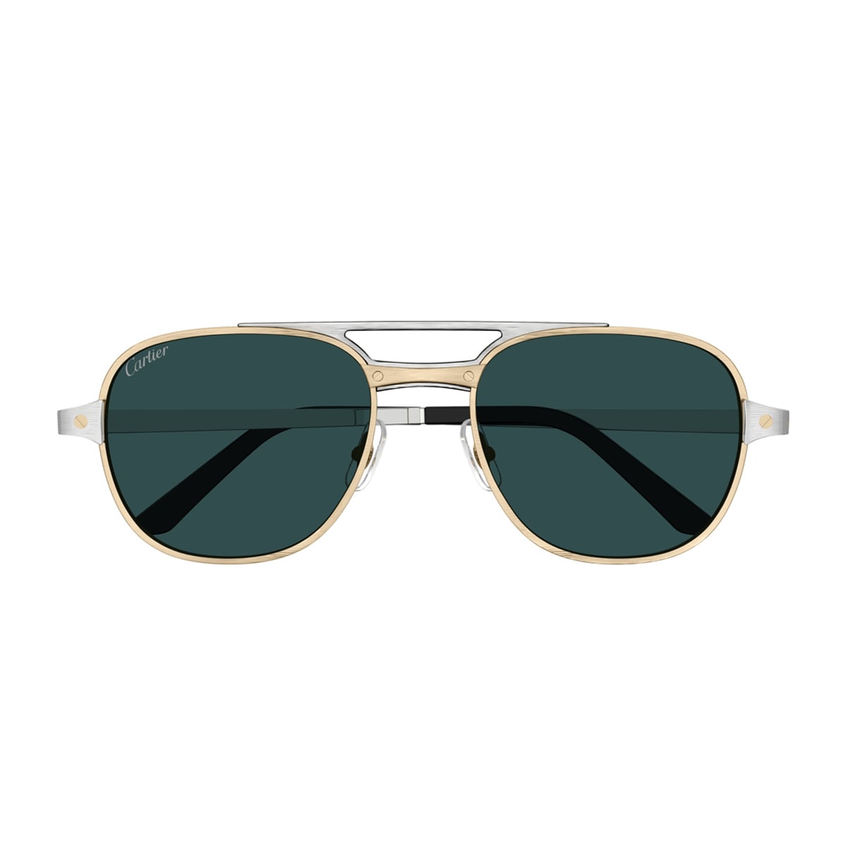 Cartier Ct0477s Santos De  003 Gold Silver Green Glasses In Oro