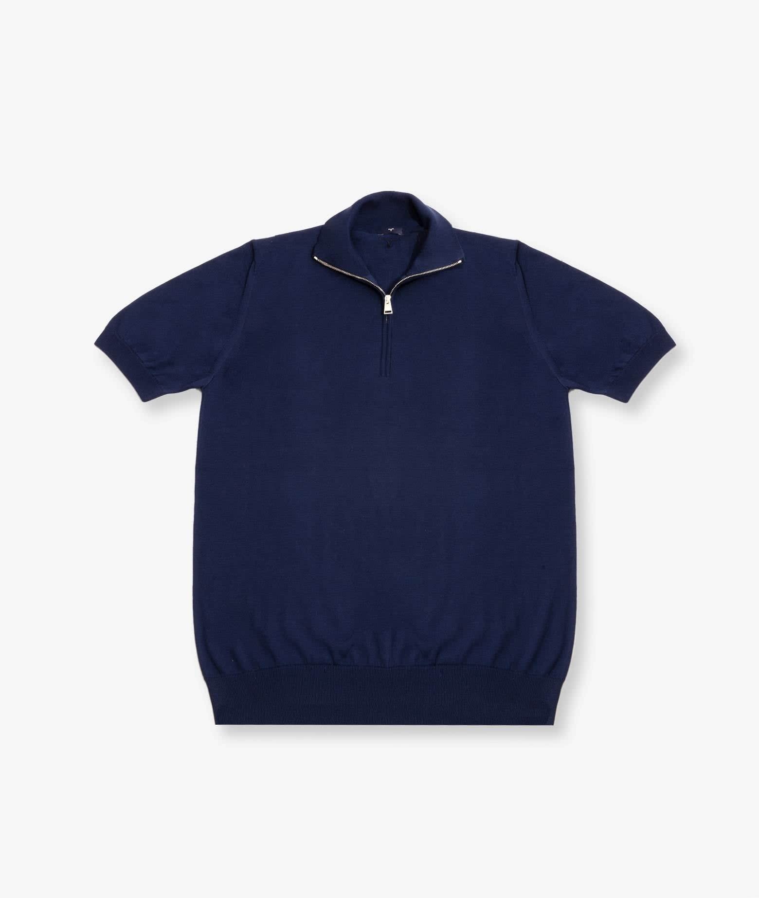 Shop Larusmiani Paul T-shirt With Zip Sweater In Blue