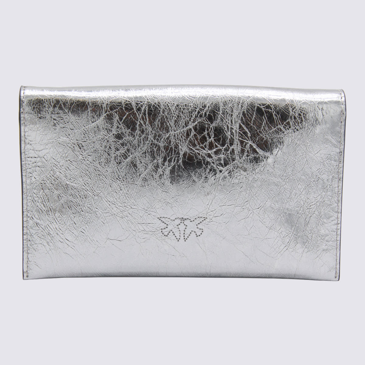 Pinko Silver Tone Leather Crossbody Bag In Silver