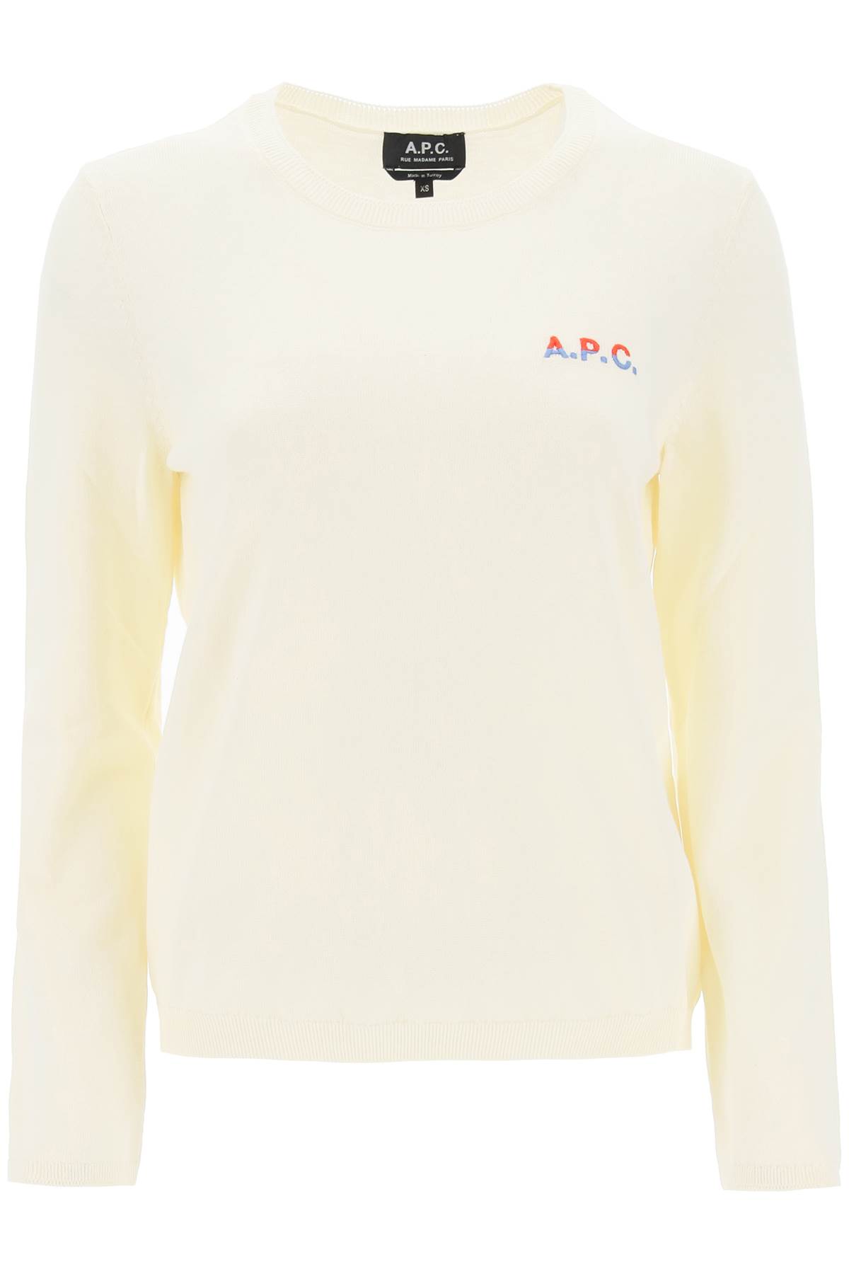 Shop Apc Albane Crew-neck Cotton Sweater In Ecru/rouge