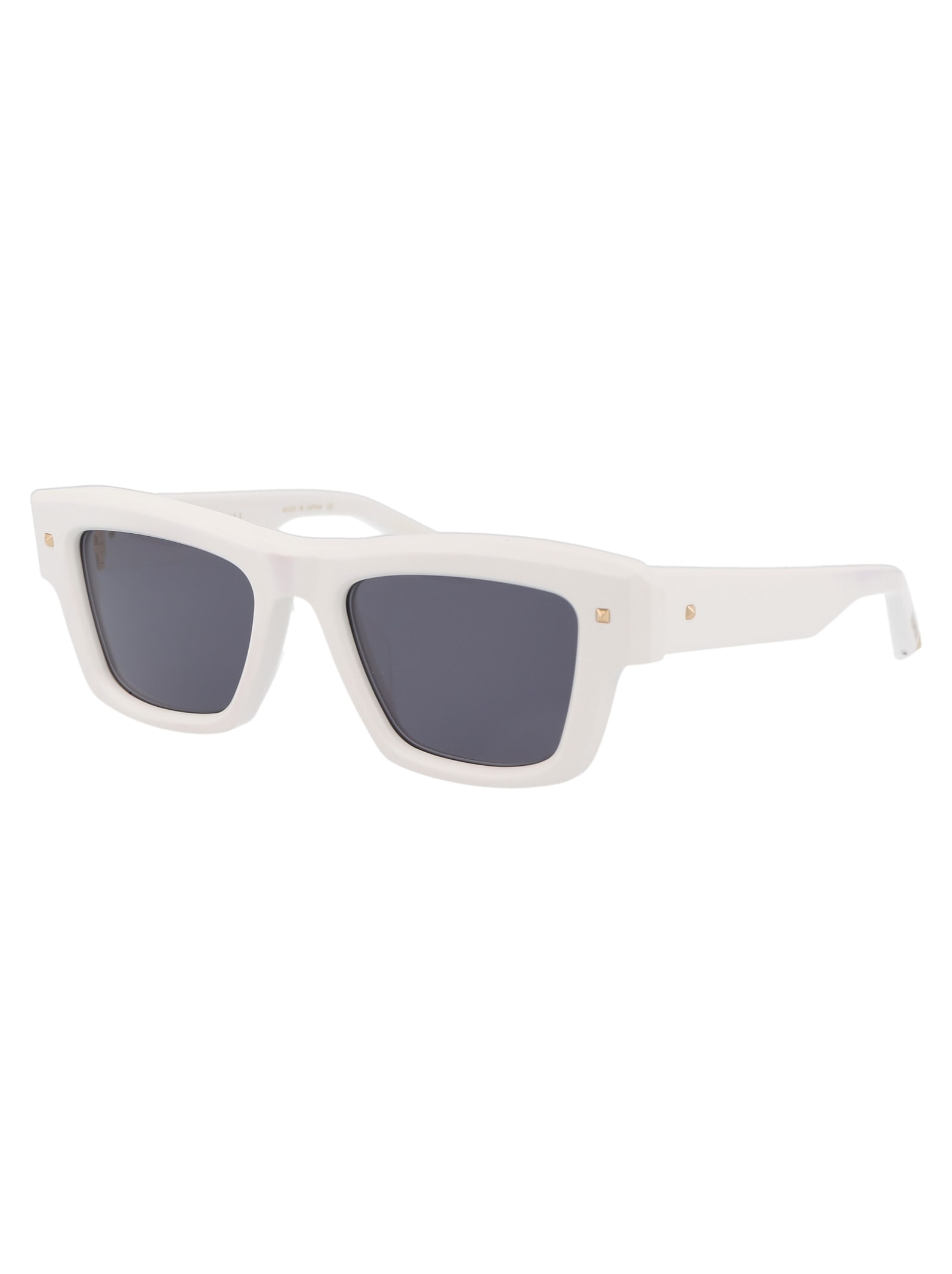 Valentino Xxii - Ltd500 Sunglasses In White - Yellow Gold W/dark Grey