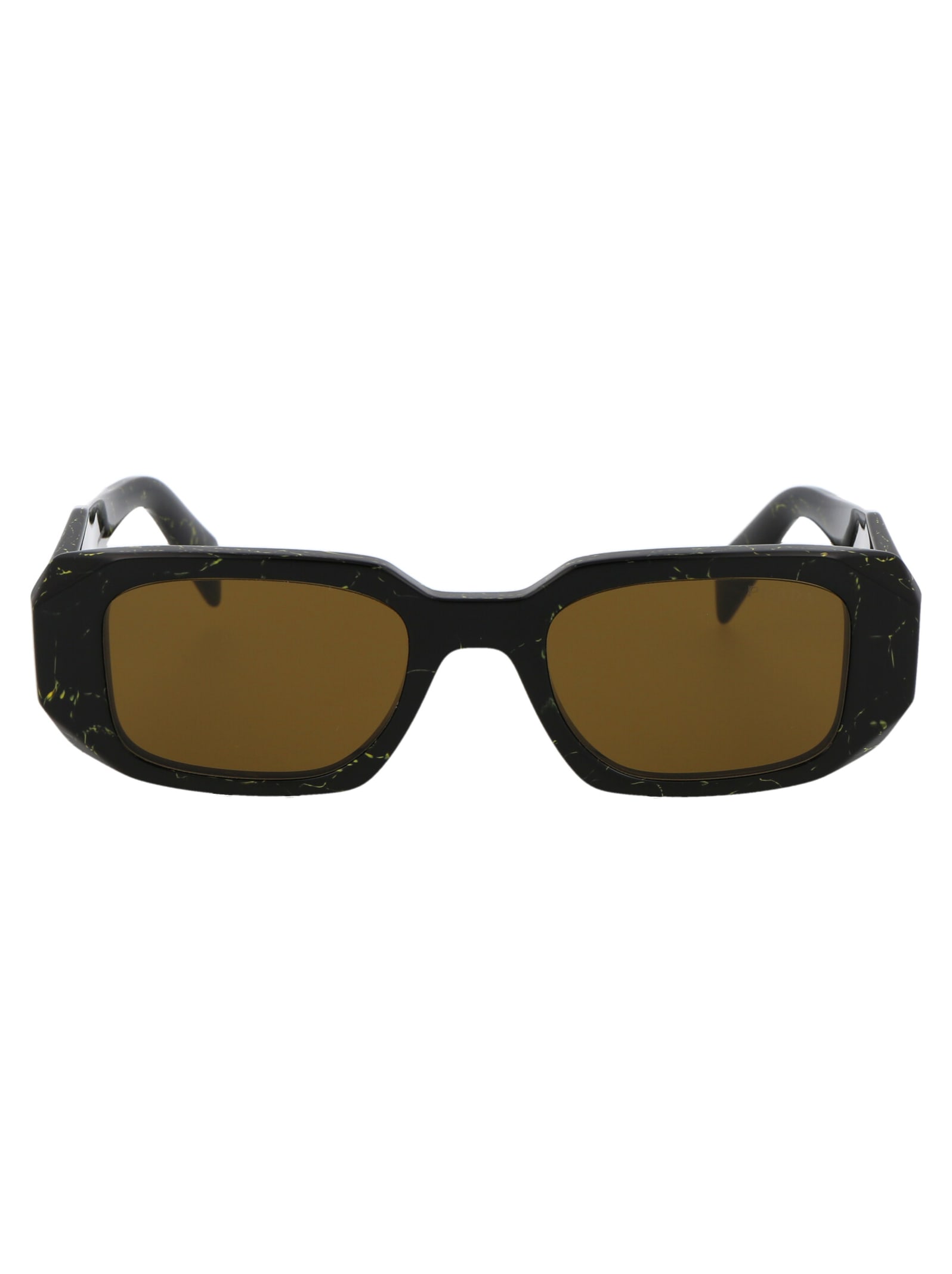 Shop Prada 0pr 17ws Sunglasses In 19d01t Black/yellow Marble