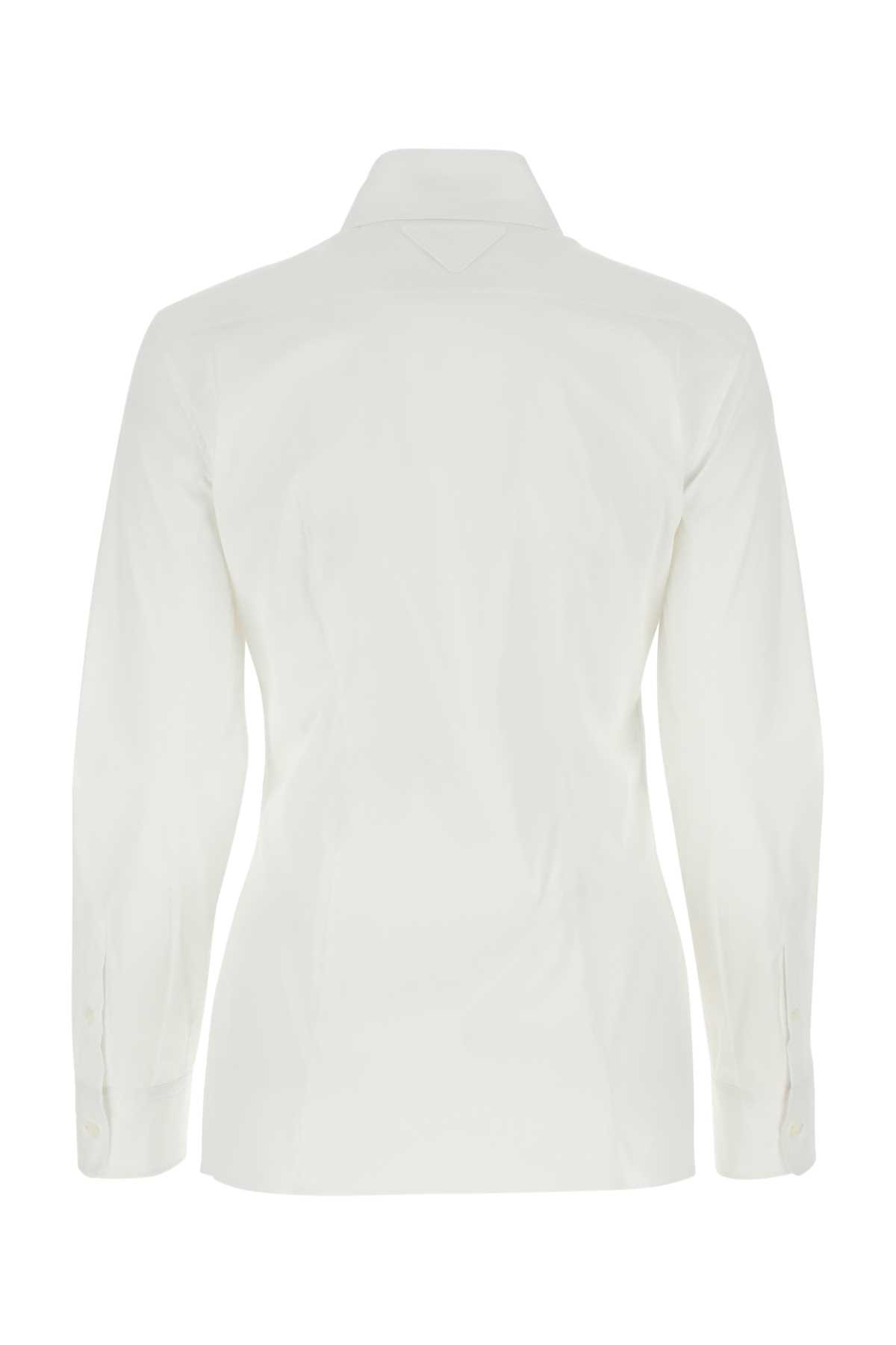 Shop Prada White Stretch Poplin Shirt