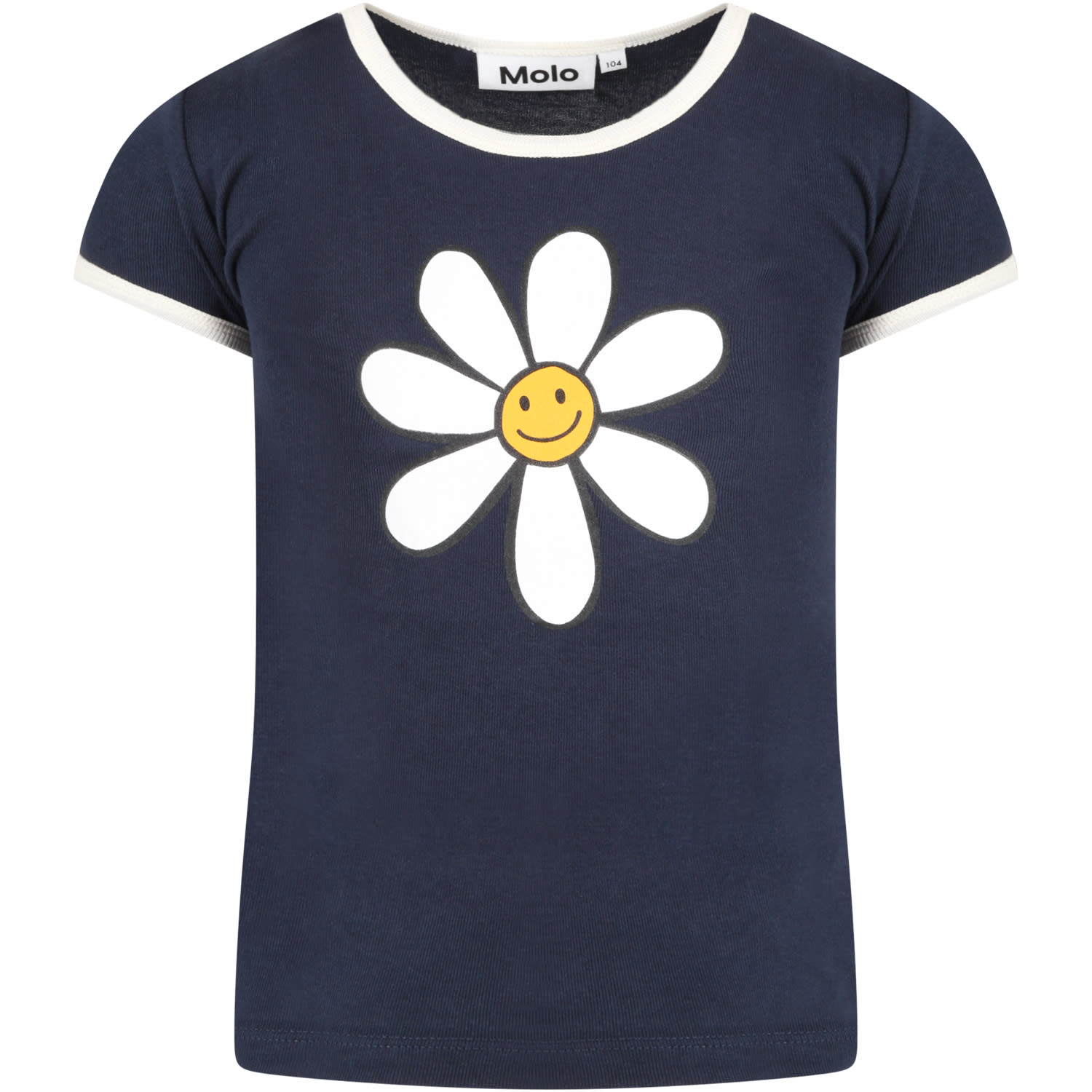 Molo Blue T-shirt For Girl With Flower