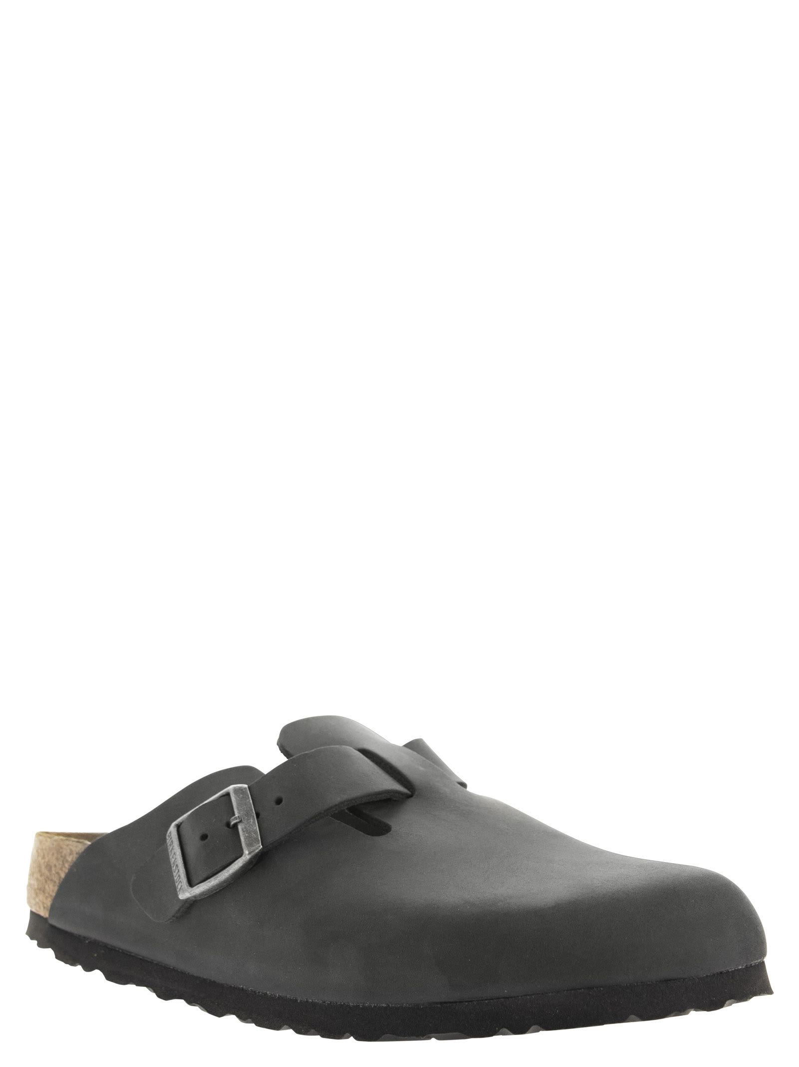 Birkenstock Boston Oiled Leather Sandals In Black