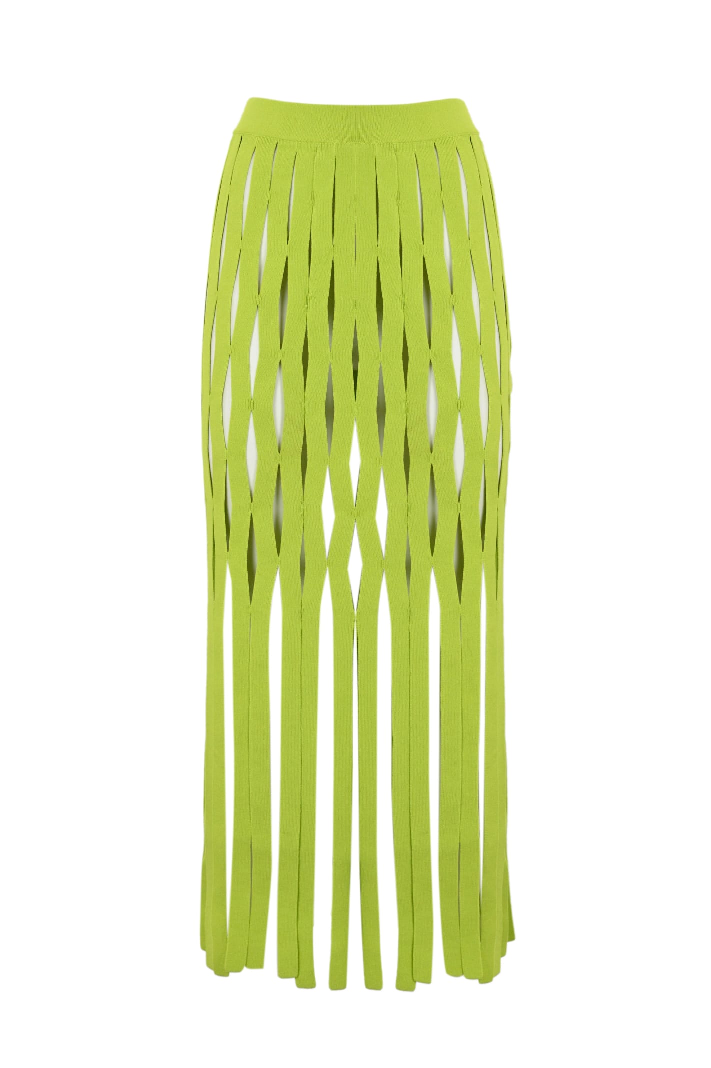 Shop Liviana Conti Viscose Skirt With Ribbons In Cyber Lime