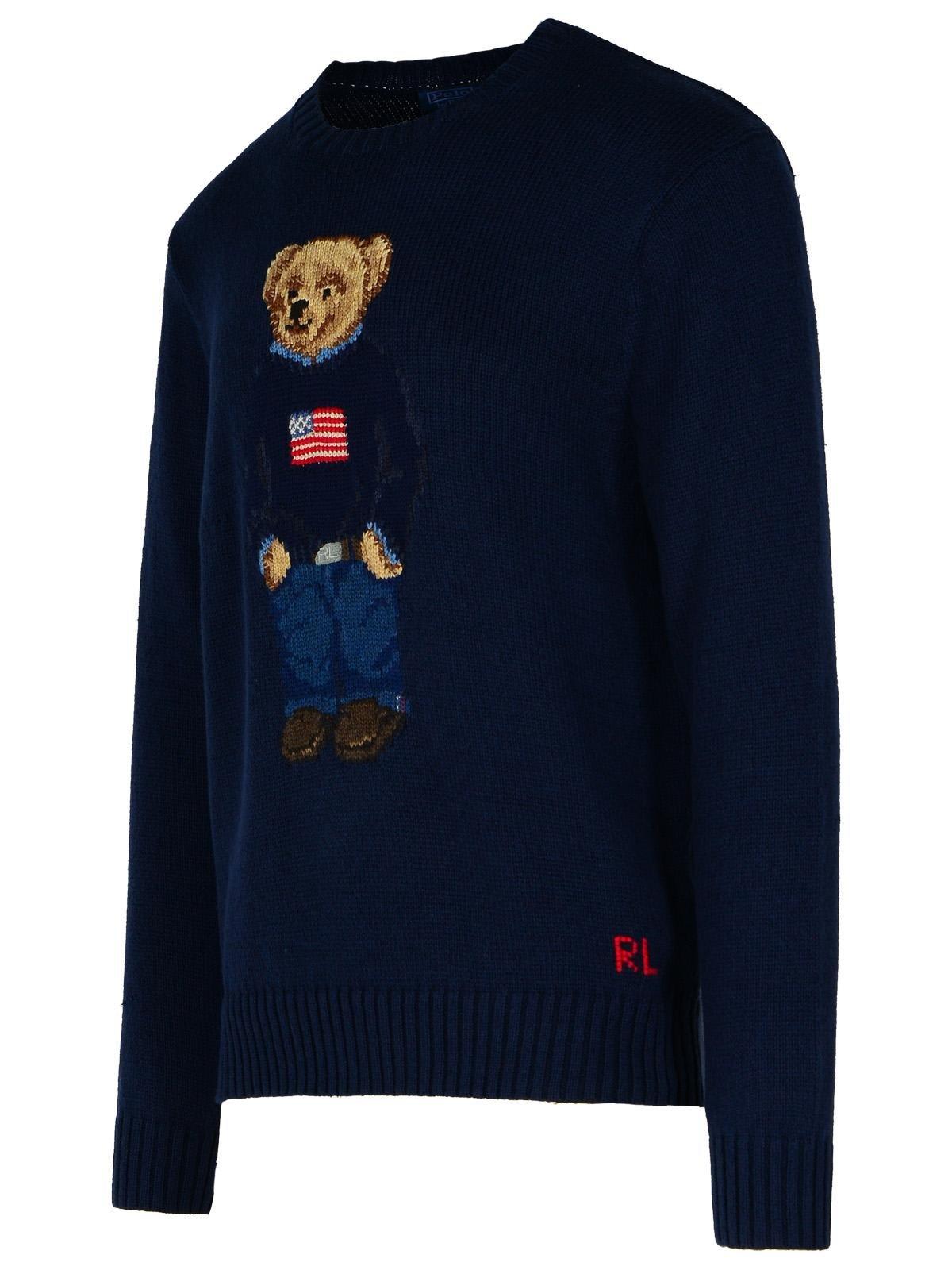 Polo Ralph Lauren Cotton Coolmax Novelty Bear Sweater Refined Navy In Bearnavy