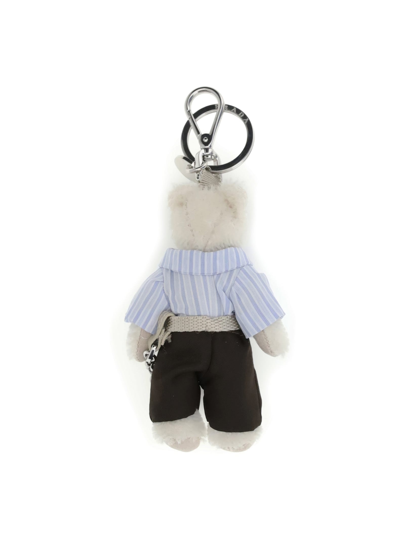 Prada Trick Orsetto Key Ring In White