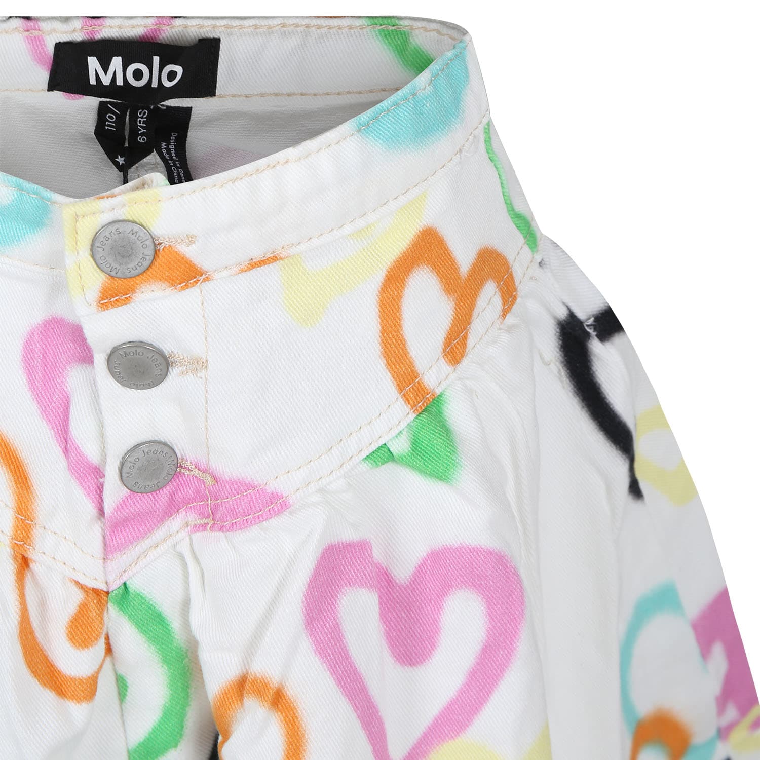 Shop Molo White Skirt For Girl With Hearts Print